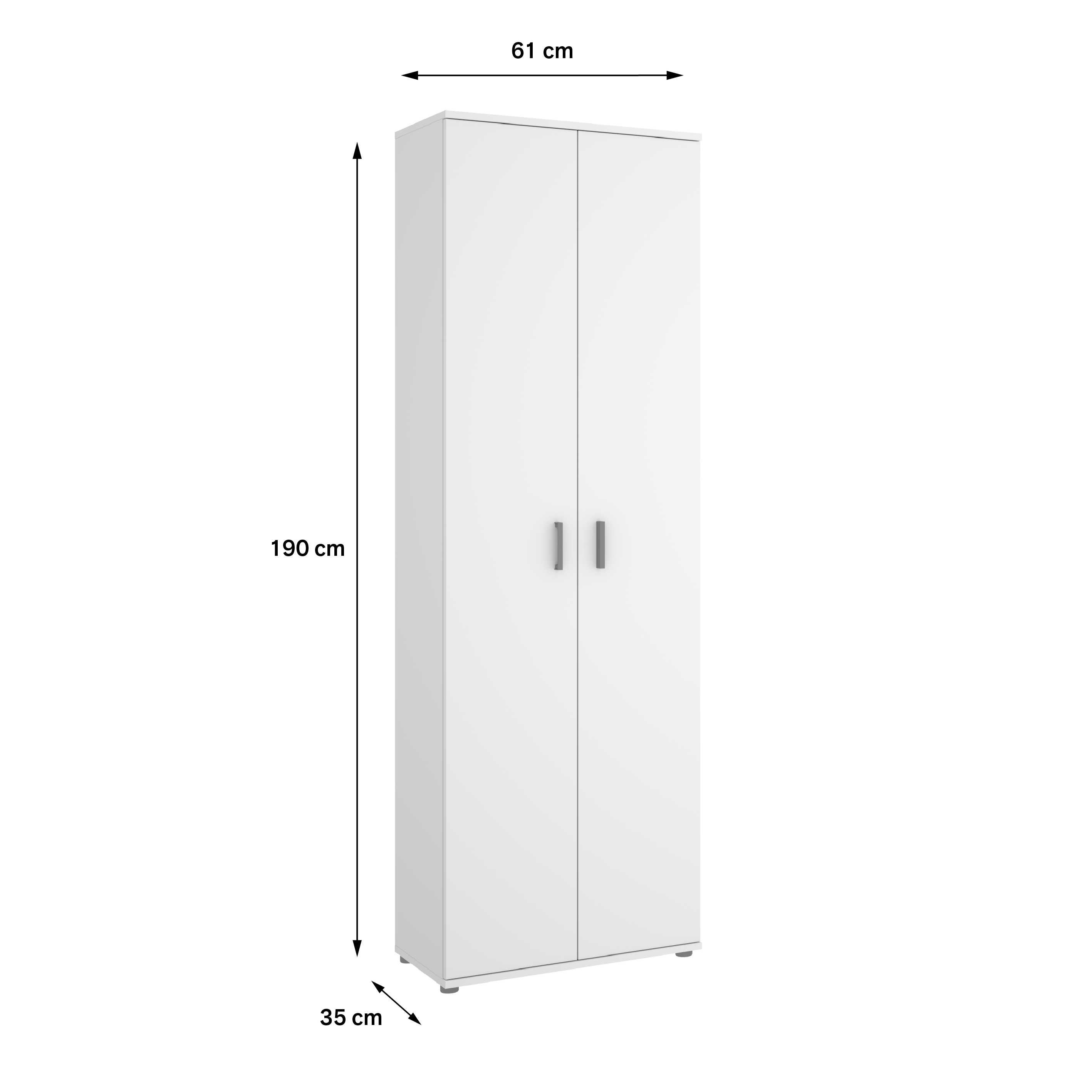 Armadio alto FIT in truciolare, bianco L 61 x H 190 x P 35 cm 2 ante - 5