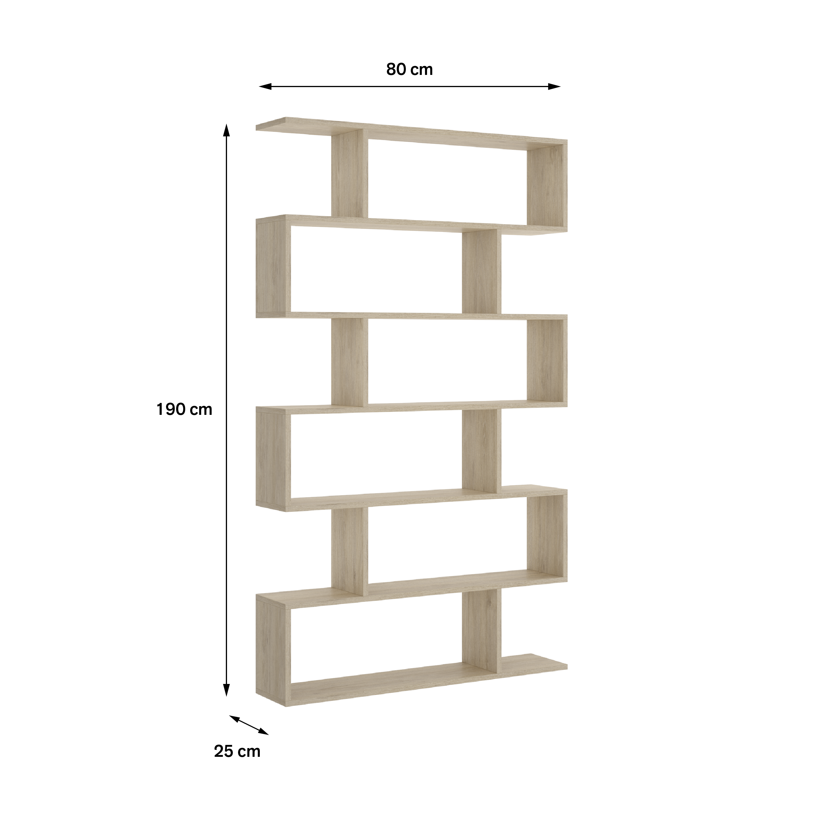 Libreria 7 ripiani Alta Lis L 80 x P 25 x H 190 cm beige, portata per ripiano 5 kg - 5