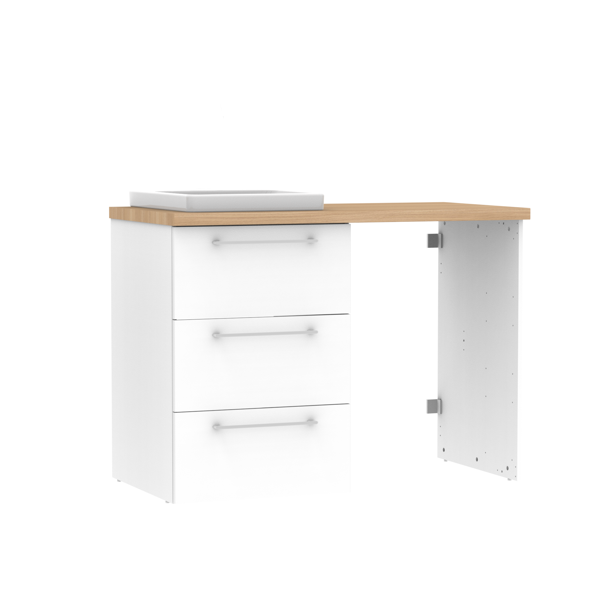 Szafka do zabudowy pralki Remix 124 cm z umywalką 57 cm, 3 szuflady 60 cm, biała Sensea