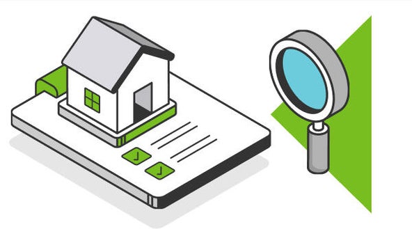 rysunek dom, audyt, lupa