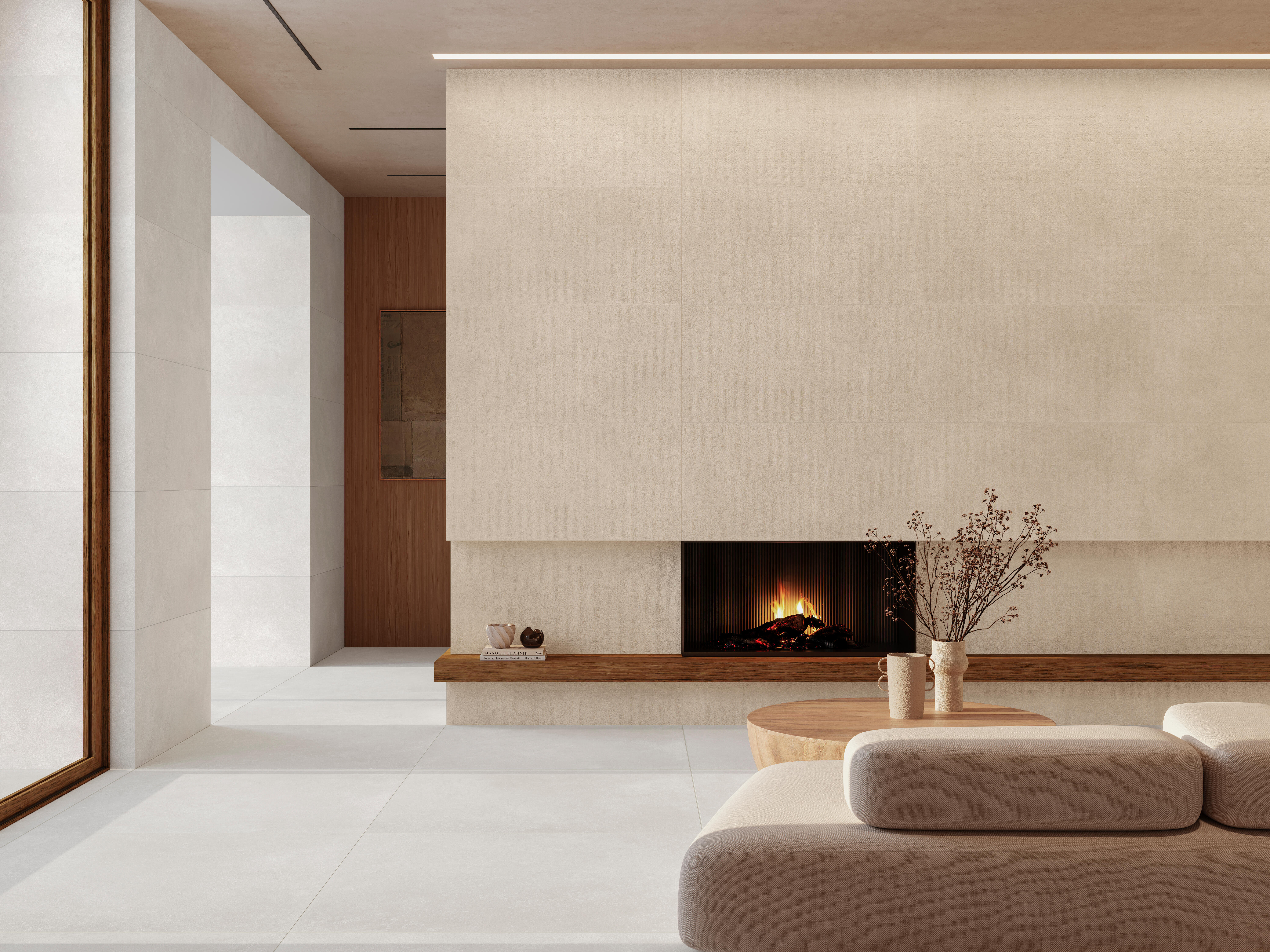 Suelo porcelánico camlot efecto cemento white 120x120 cm c1