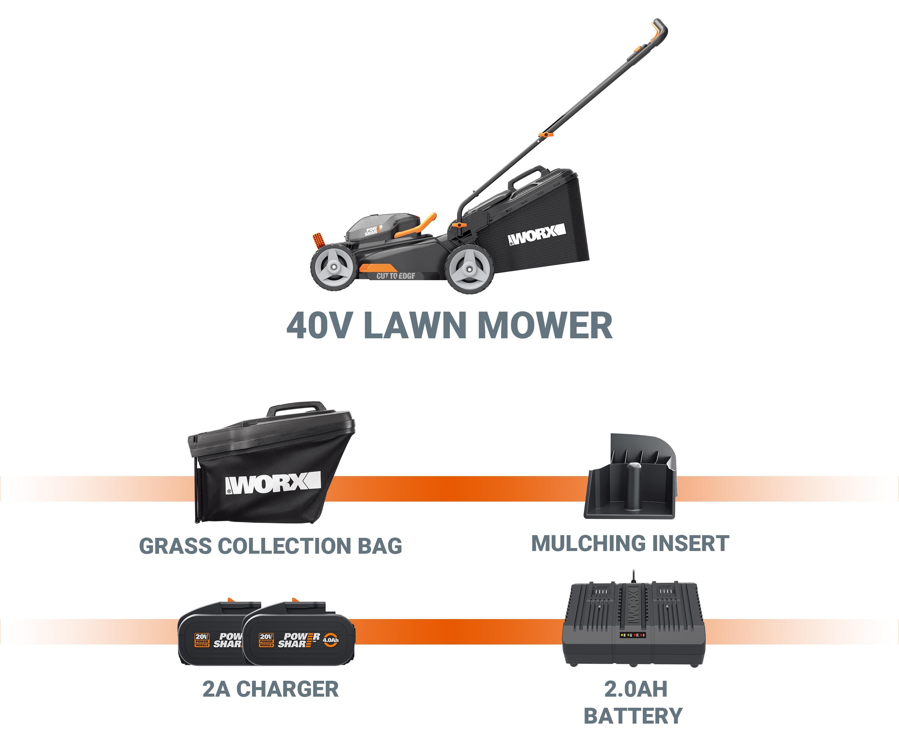 Tagliaerba a batteria a velocità non regolabile WORX Powershare WG779E 40V L 34 cm, 2 batterie incluse - 8