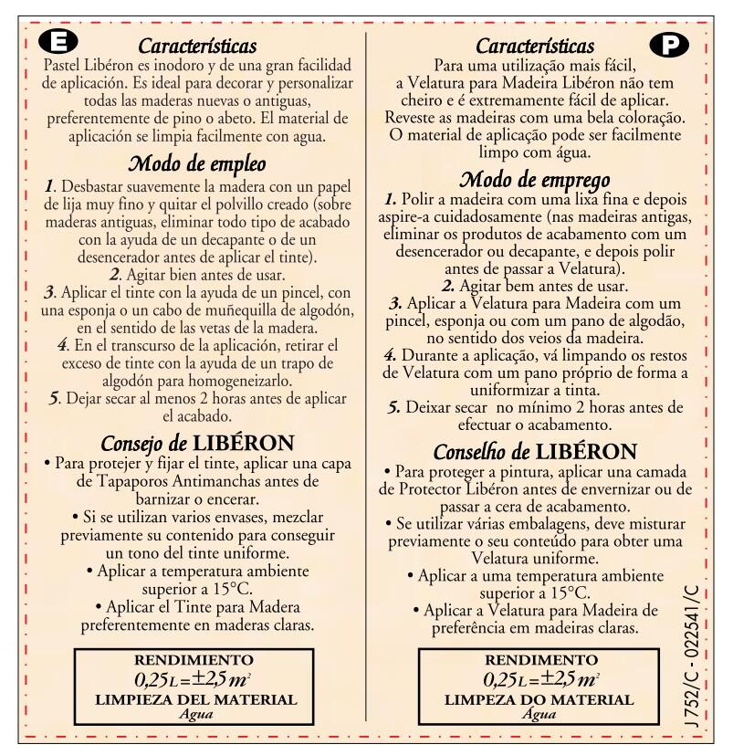 Tinte de madera interior para mobiliario LIBÉRON en color Castaño, acabo mate de 250 ml. Base agua. - 3