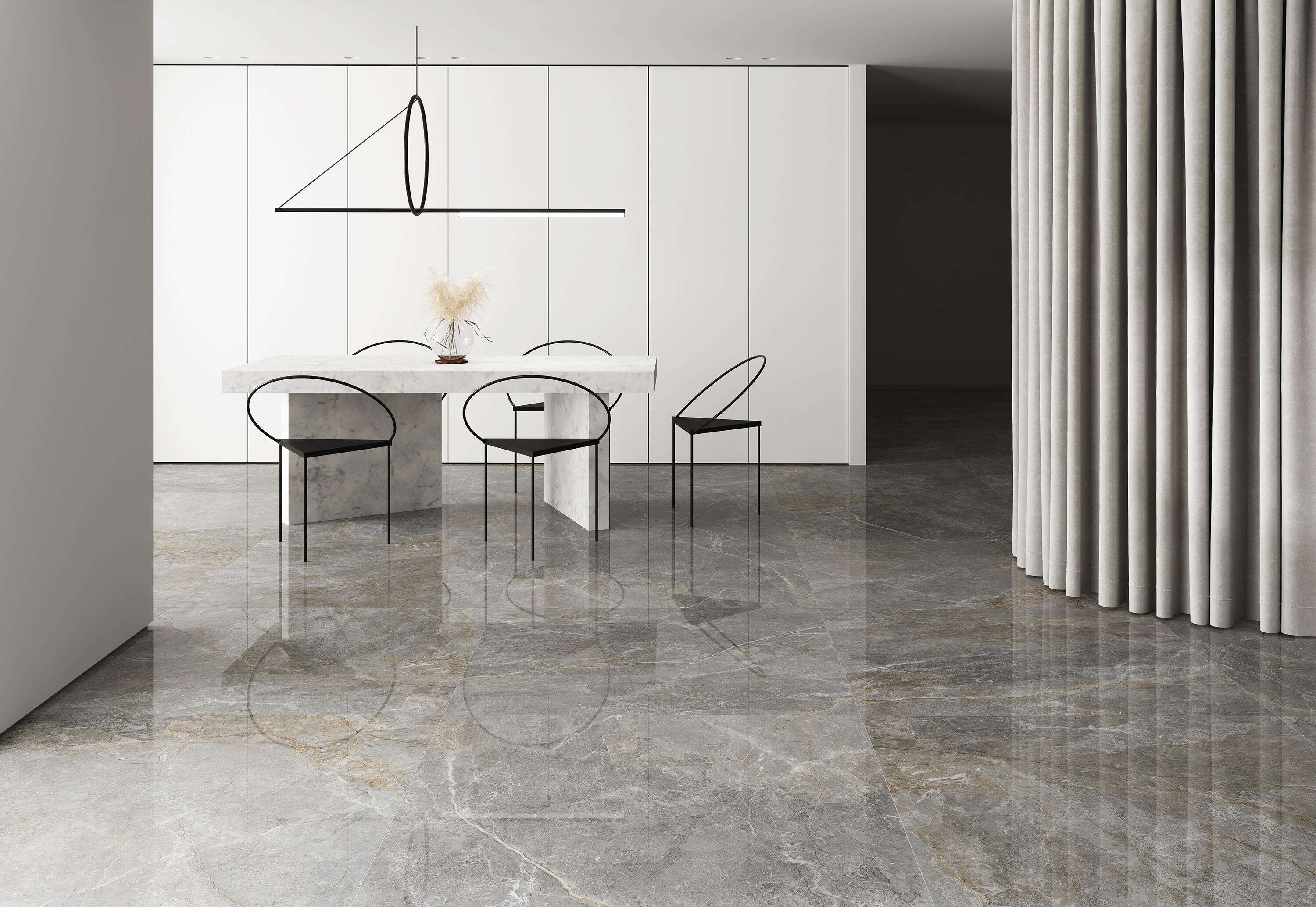 Suelo porcelánico fior di bosco efecto mármol marron 120x120 cm