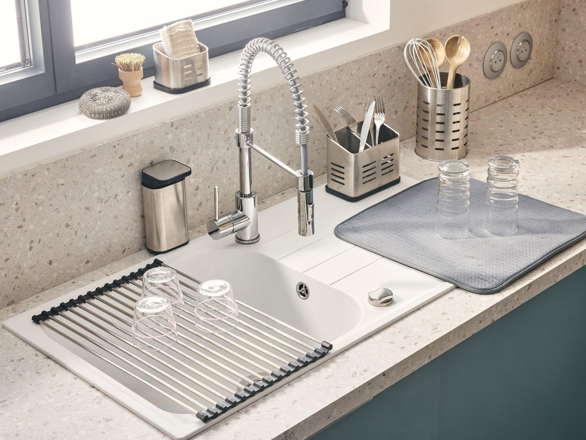 Égouttoir à dérouler acier inoxydable DELINIA 29x46,5cm - 5