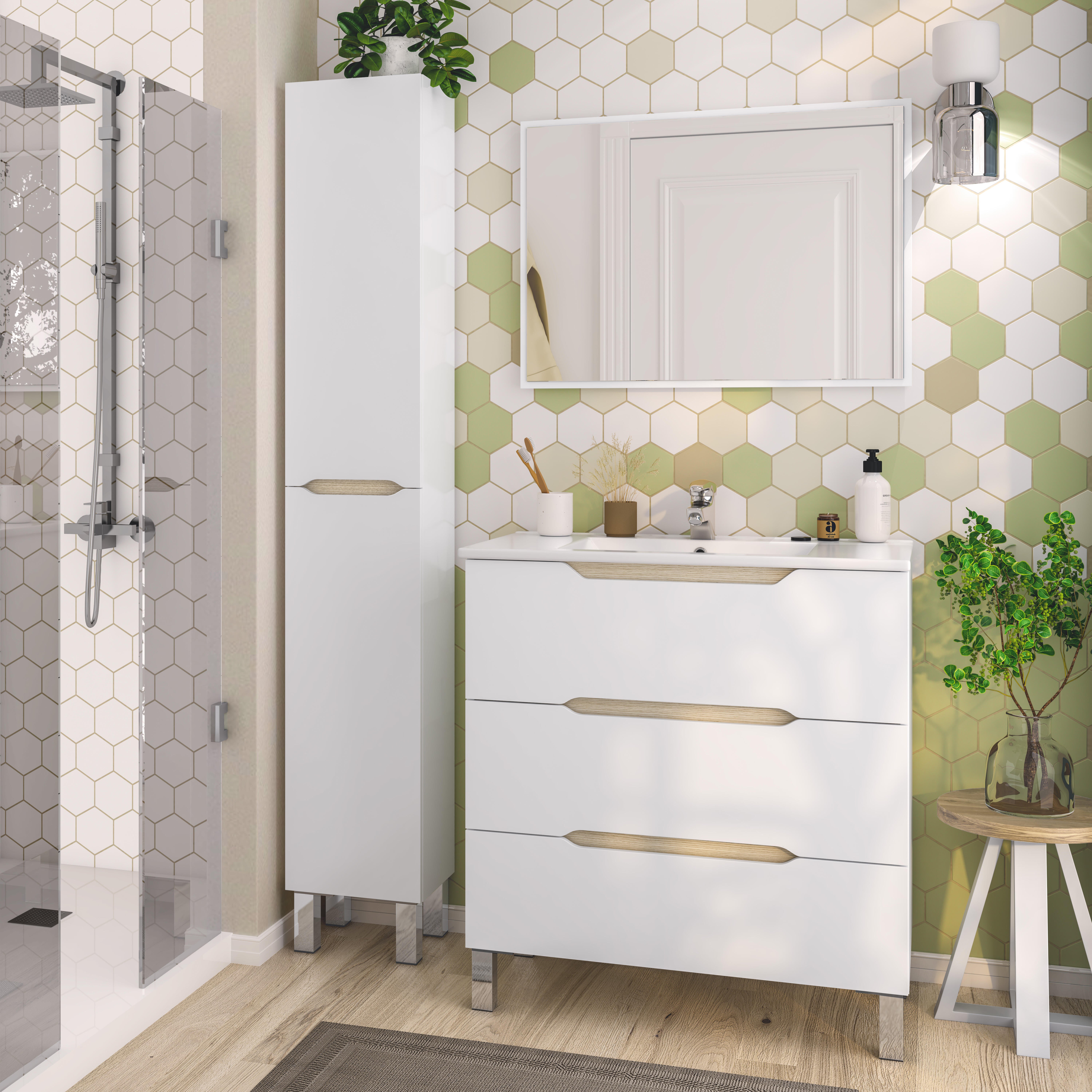 Columna de baño lea imitación roble 30x182x25 cm