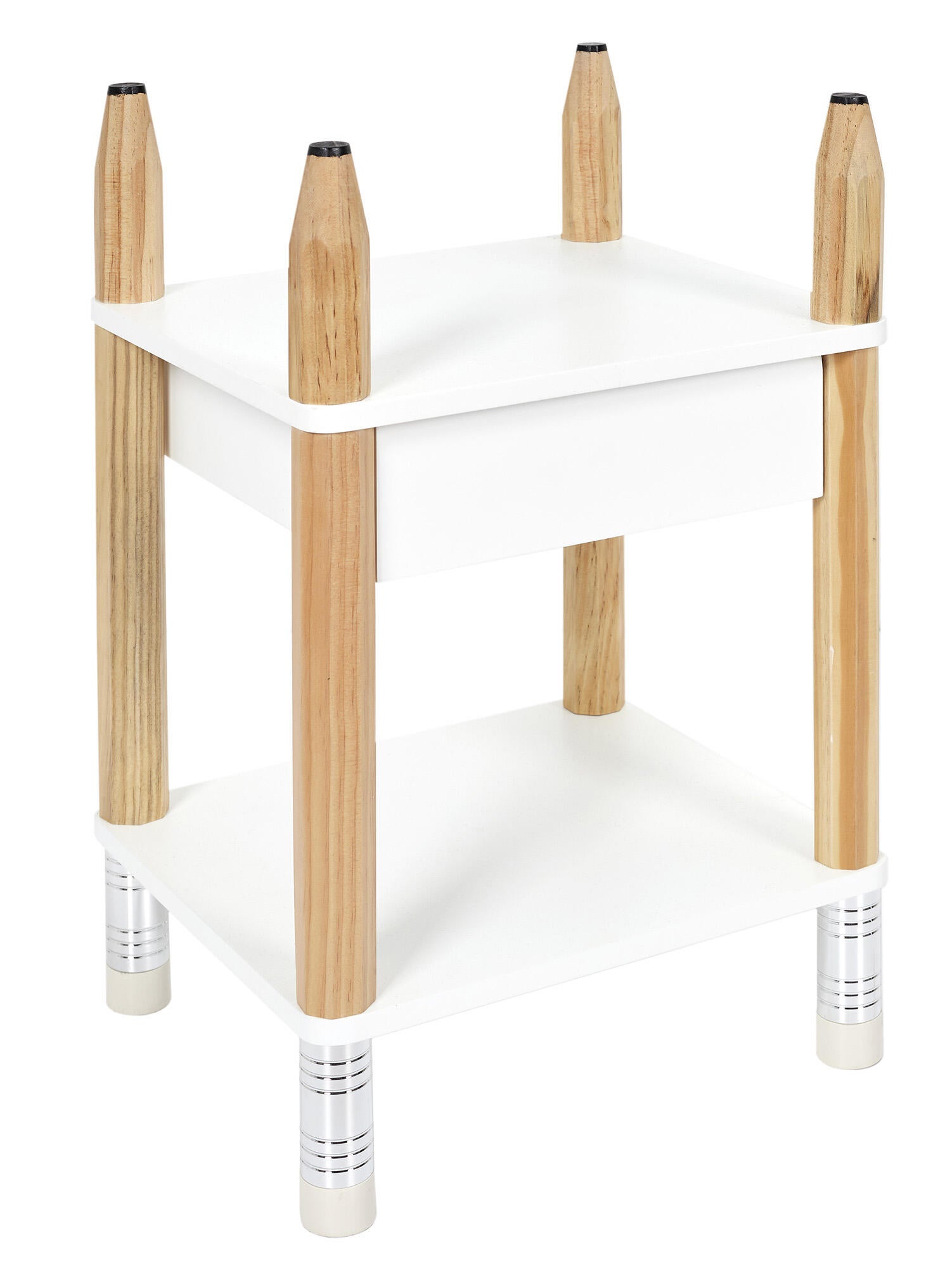 Mesita de noche infantil pencil blanco con un cajón de 51x30x34cm