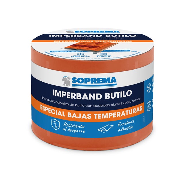 BANDA AUTOADHESIVA IMPERBAND BUTILO ROJO 10 CM 10 M