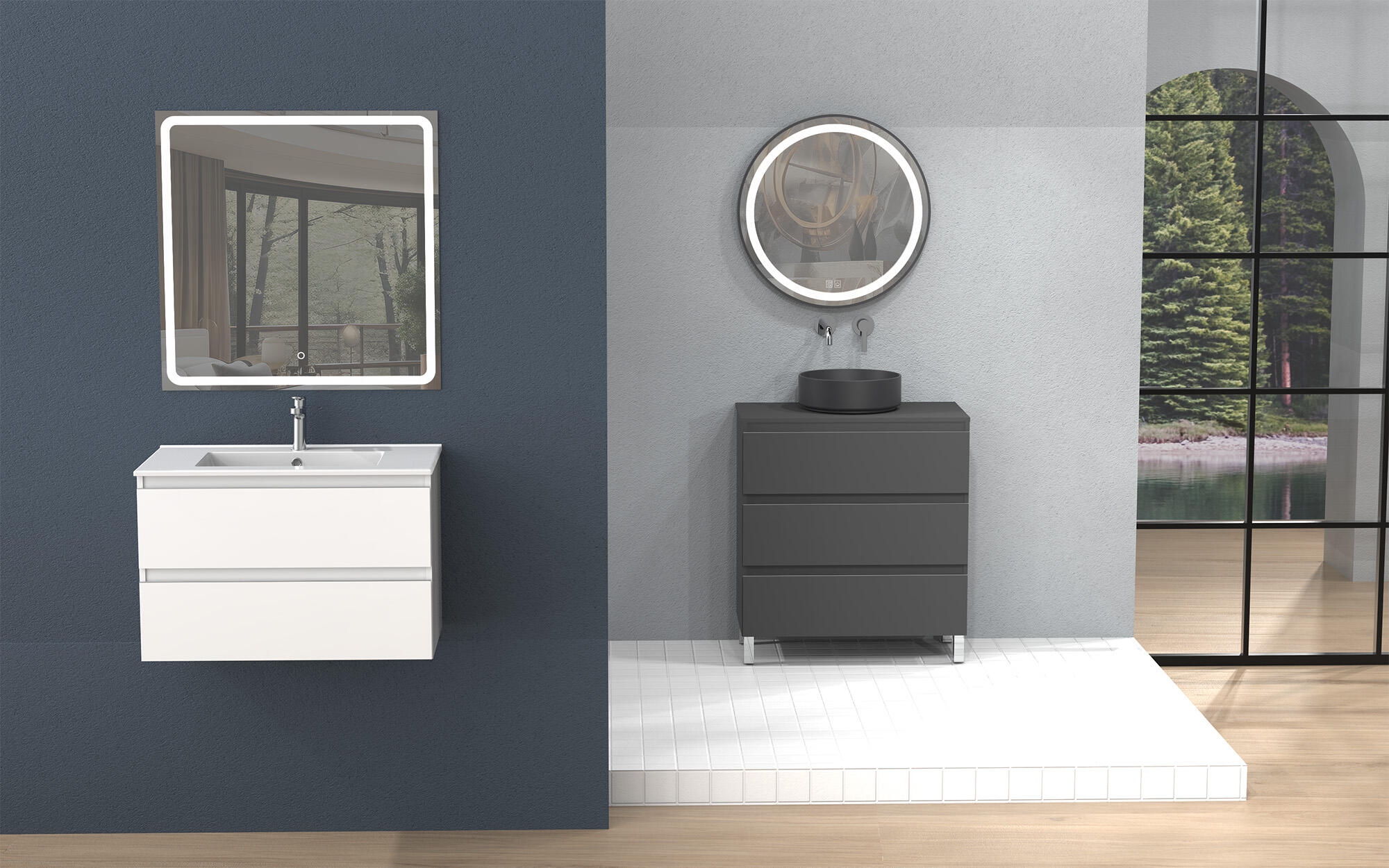 ENCIMERA PARA LAVABO ATLANTIS ANTRACITA 100X46CM - 5