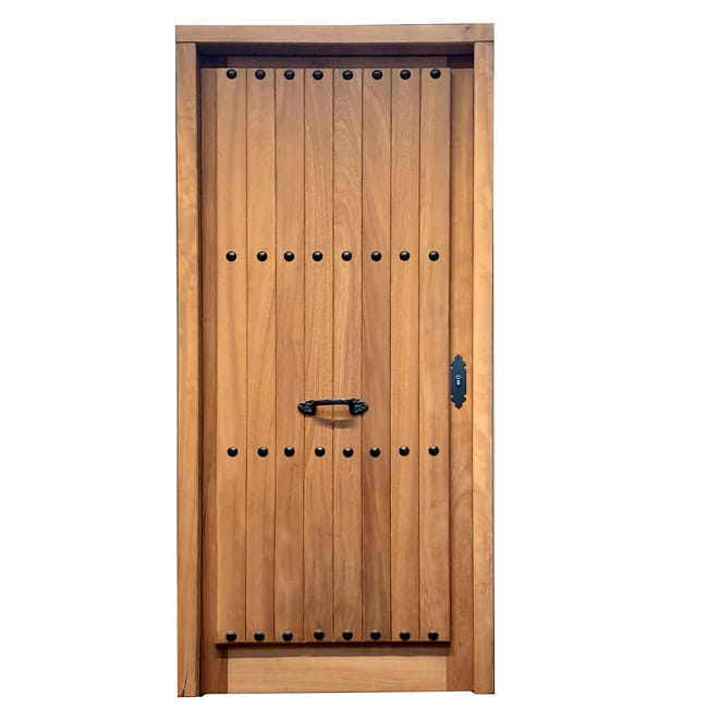 PUERTA  ENTRADA  MACIZA MADERA IROKO 80CM IZQUIERDA - 1