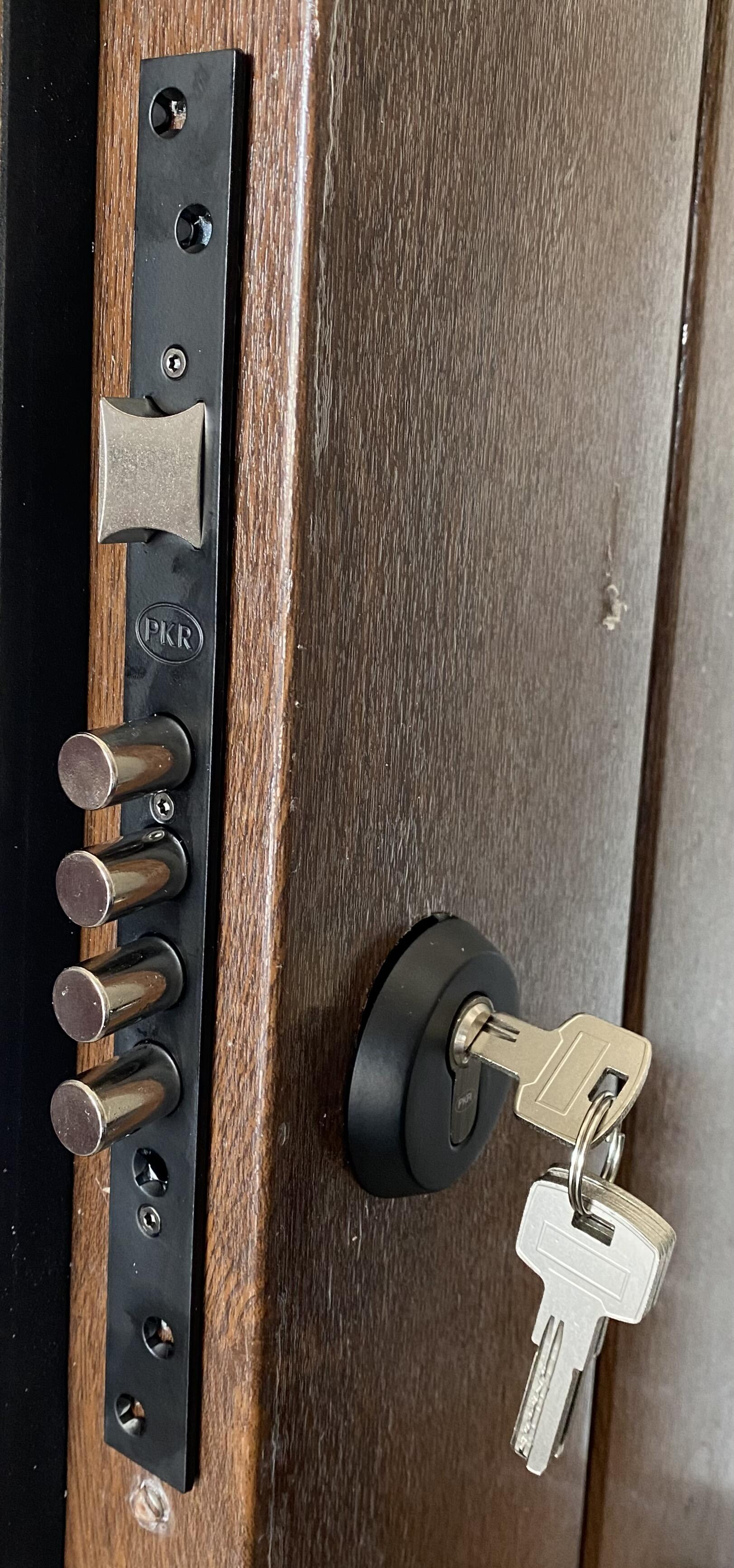 PUERTA ENTRADA RESIDENCIAL METAL RUSTICA PVC NOGAL 80 CM DERECHA - 5