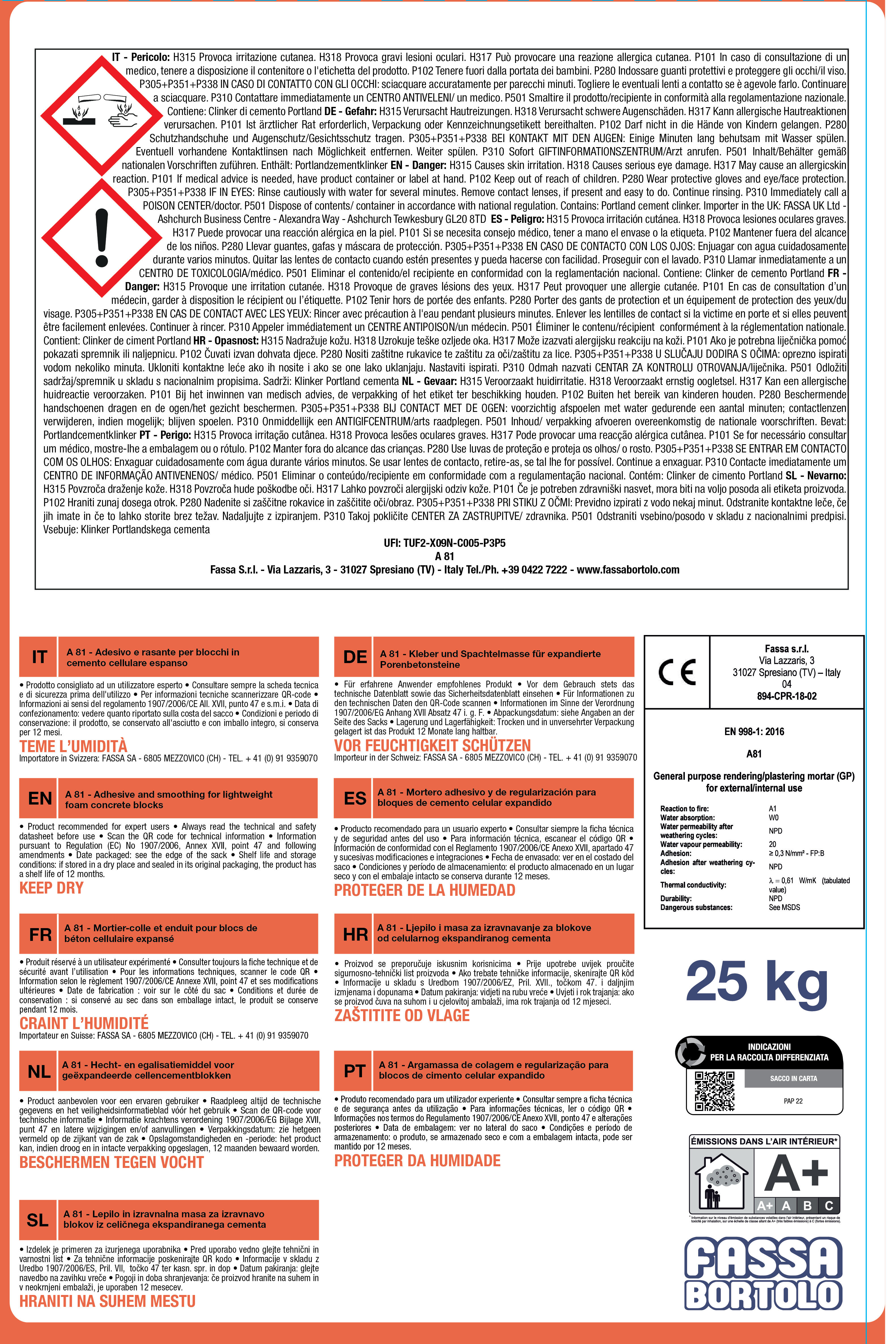 Colla per piastrelle in polvere FASSA BORTOLO A81 25 kg bianco - 2