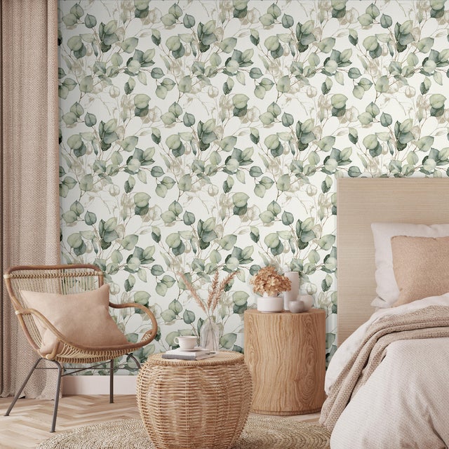 Papier peint intissé Feuille Eucalyptus, Vert