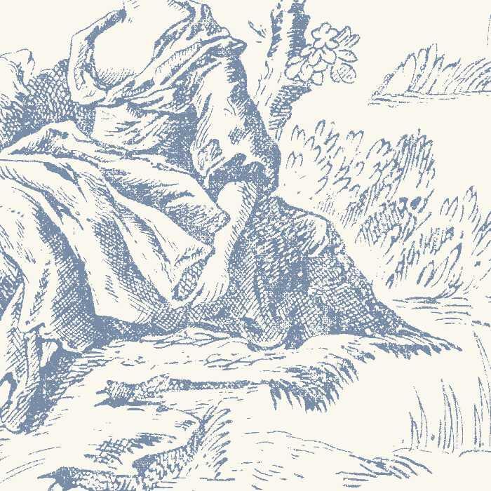Papier peint intissé Toile De Jouy, Bleu - 3