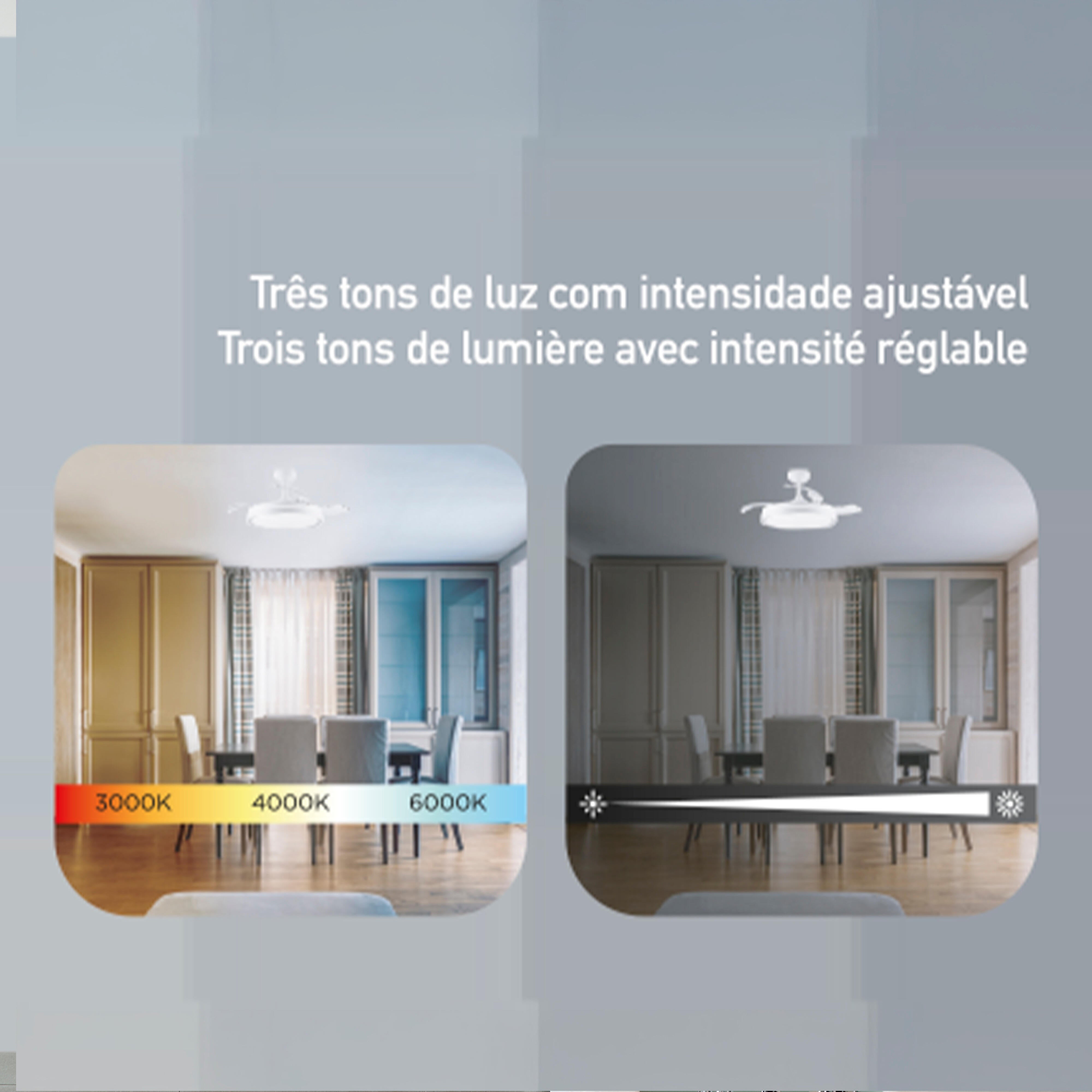 Ventilador de techo con luz silencioso DC 29W con mando ø106 cm Atlas CRISTAL RECORD negro luz CCT 3 aspas retráctiles tipo lámpara| 6 velocidades| modo verano/invierno| temporizador| brisa| recomendado de 13 a 20m² - 6