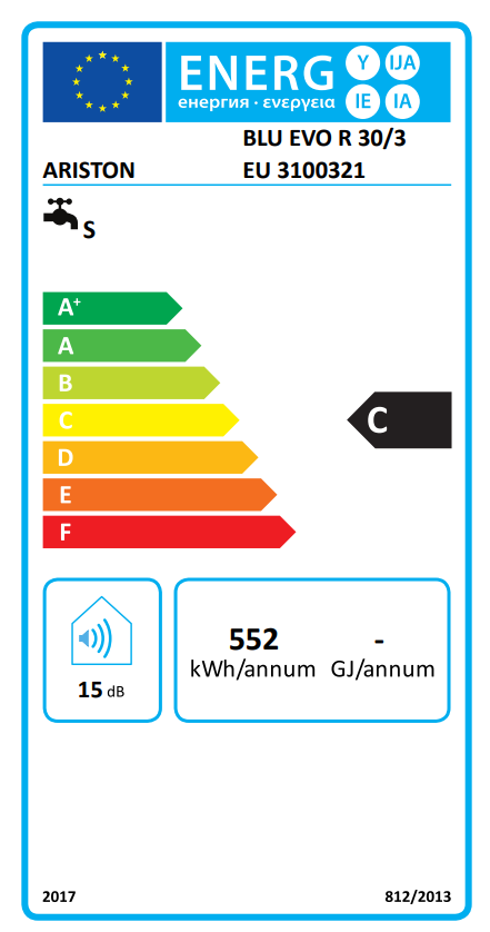 Scaldabagno elettrico ad accumulo ARISTON BLU EVO R SOPRALAVELLO 30L classe energetica C - 2
