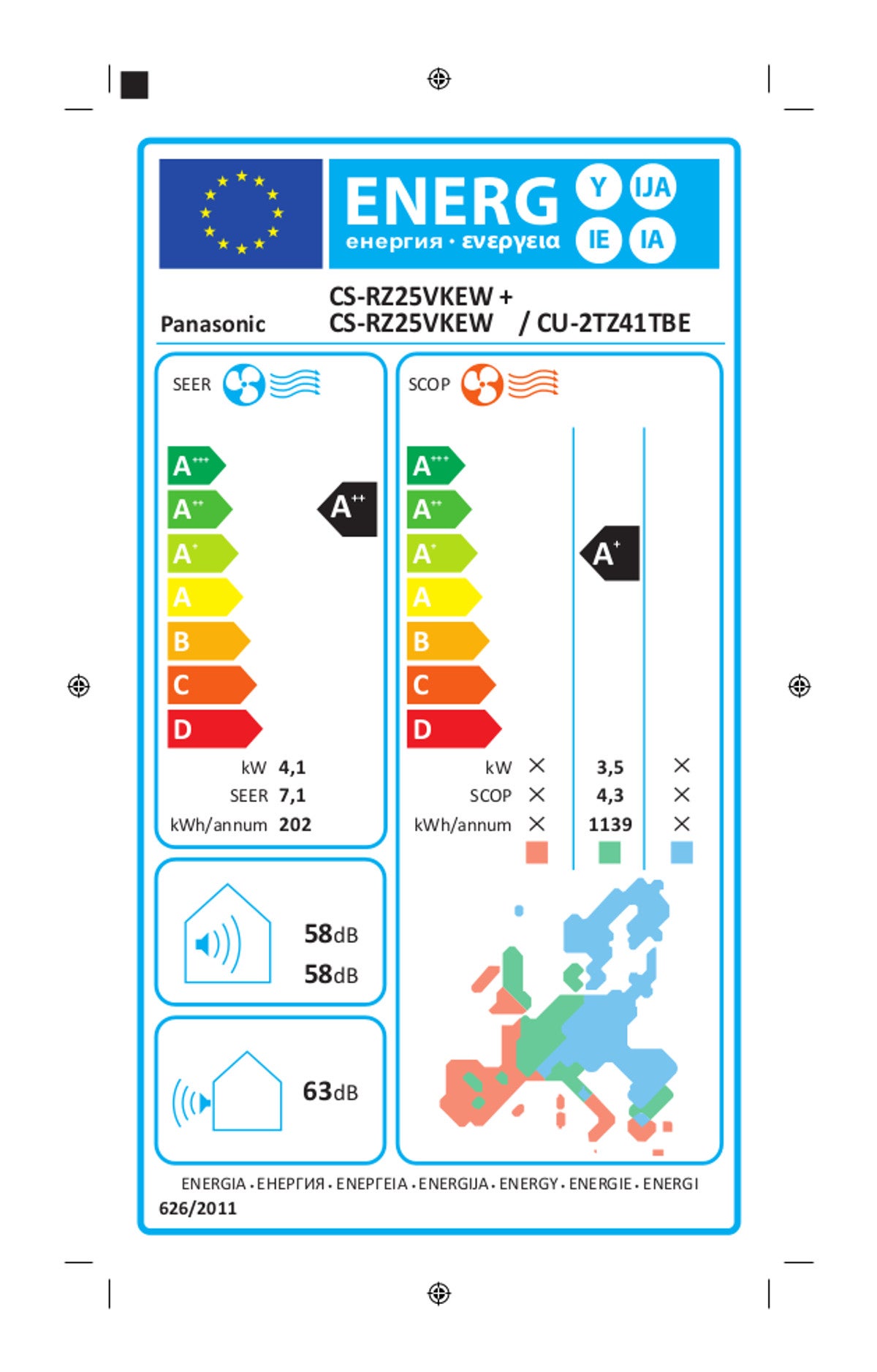 Condizionatore a muro multisplit inverter dual PANASONIC RZ  wifi 9K 12K classe raffreddamento A++, bianco - 5