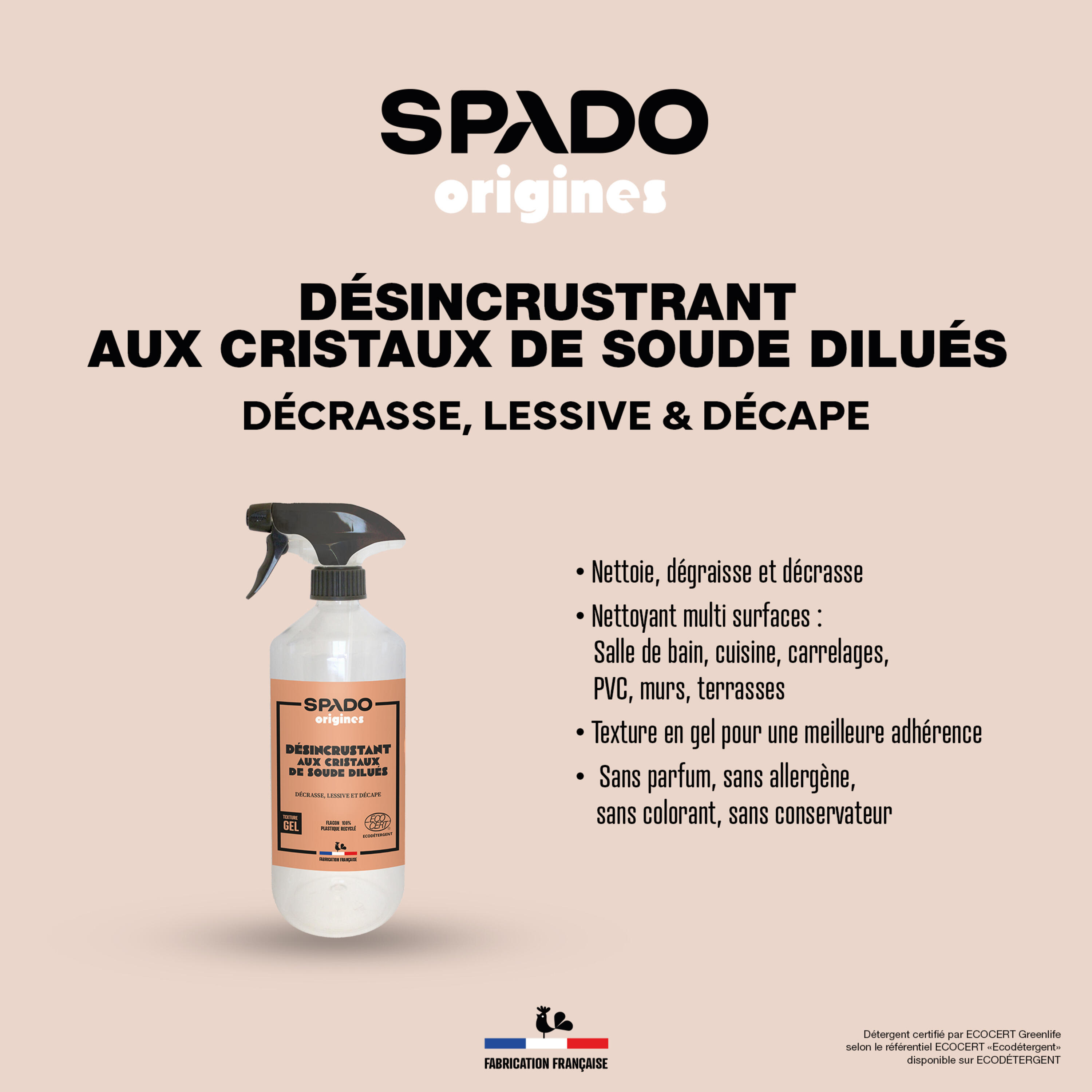 Cristaux de soude SPADO ORIGINES Multi surfaces en gel, 0.75L - 2