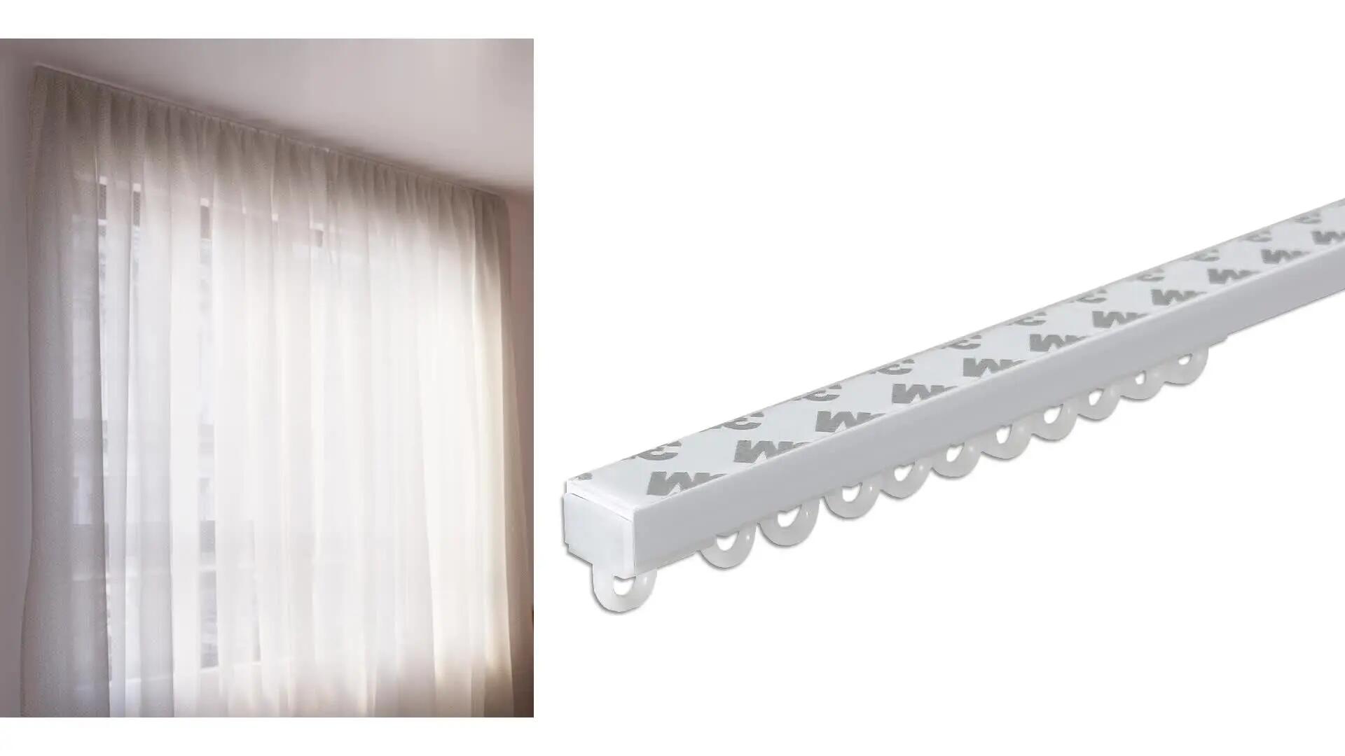 Pojedyncza szyna sufitowa PVC Ghana 200 cm biała z akcesoriami - 2