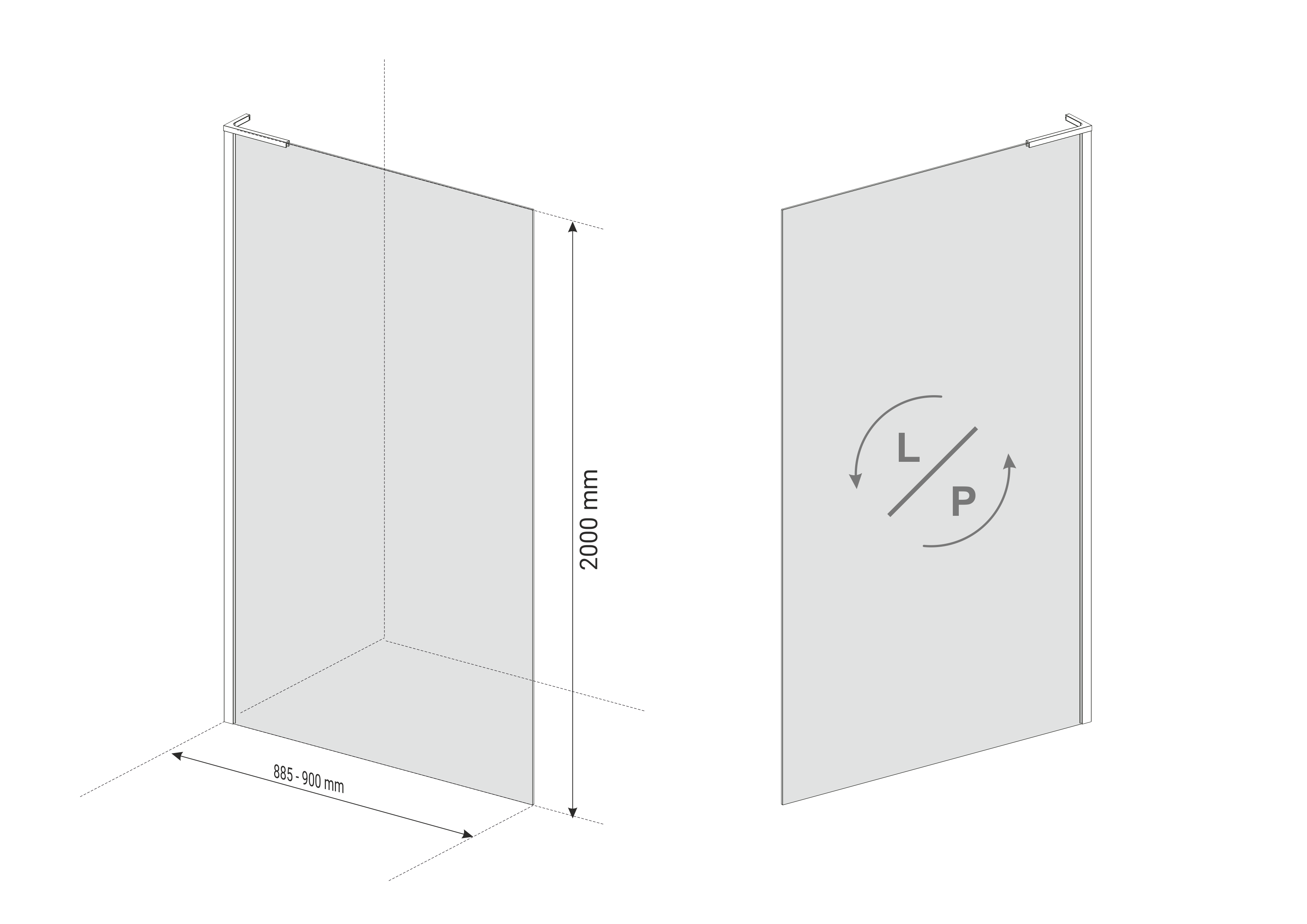 Kabina Walk-in Pure 90x200 transparentna profil chromowany Durasan - 4
