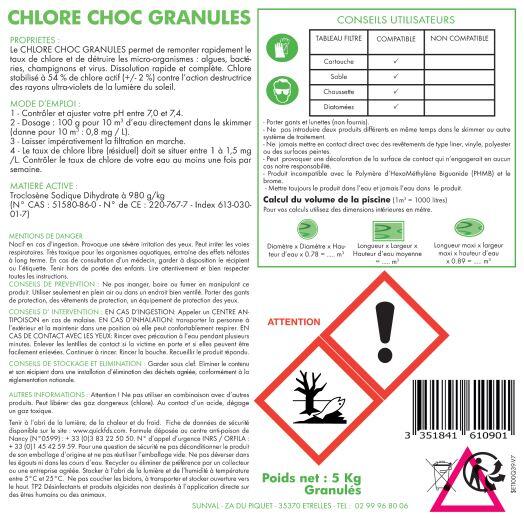 Chlore choc piscine, granulé 5 kg - 3