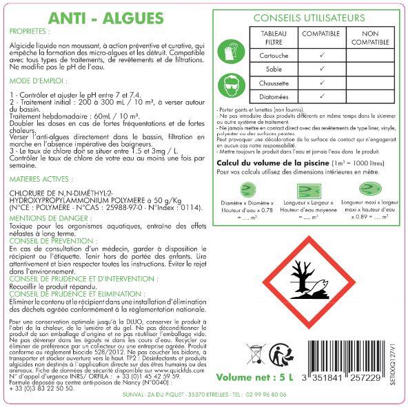 Antialgues piscine, liquide, 5 litres - 3