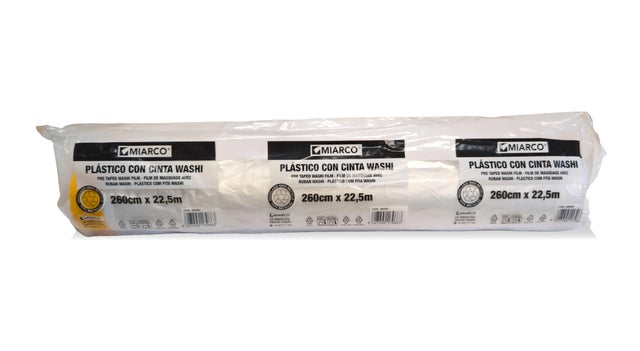 ROLLO PLÁSTICO CON CINTA WASHI RECICLADO 2.6X22.5M