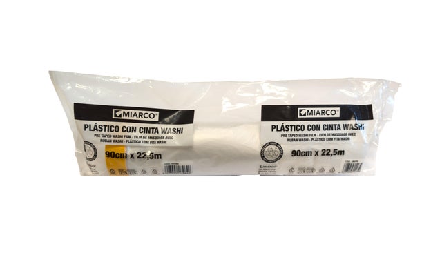 ROLLO PLÁSTICO CON CINTA WASHI RECICLADO 0.90X22.5M