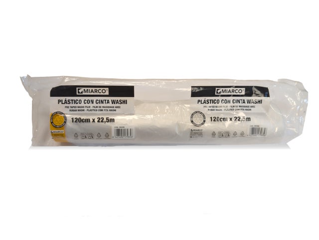 ROLLO PLÁSTICO CON CINTA WASHI RECICLADO 1.2X22.5M