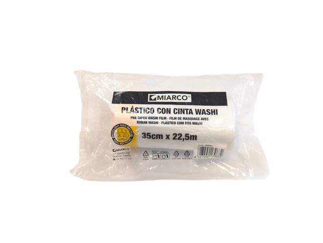 ROLLO PLÁSTICO CON CINTA WASHI RECICLADO 0.35X22.5M