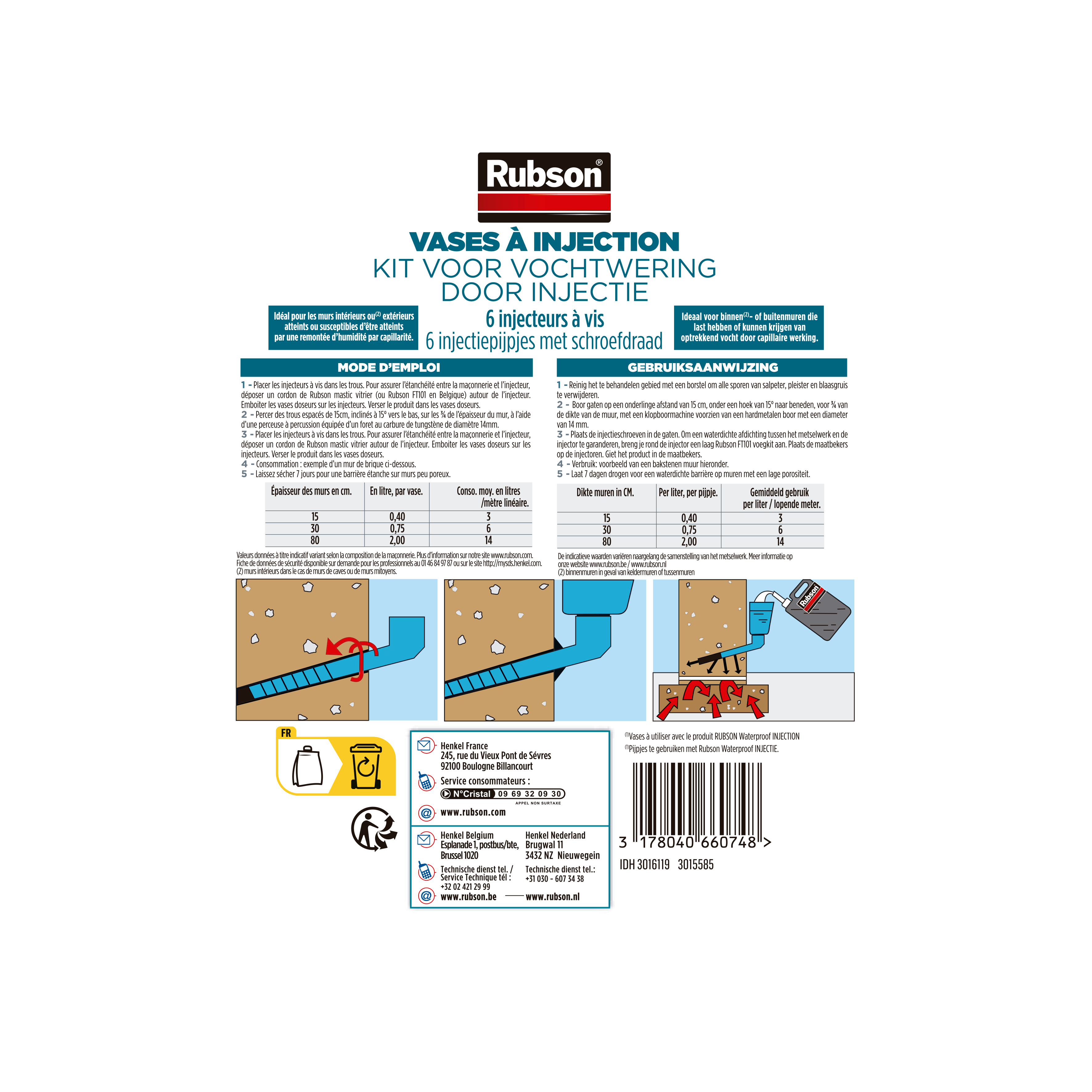 Kit antihumidité Murs extérieurs par injection waterproof blanc / bleu RUBSON - 5