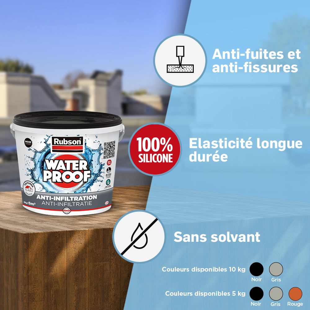 Revêtement d'étanchéité toitures gris 5 kg Sp 360 - RUBSON - 5