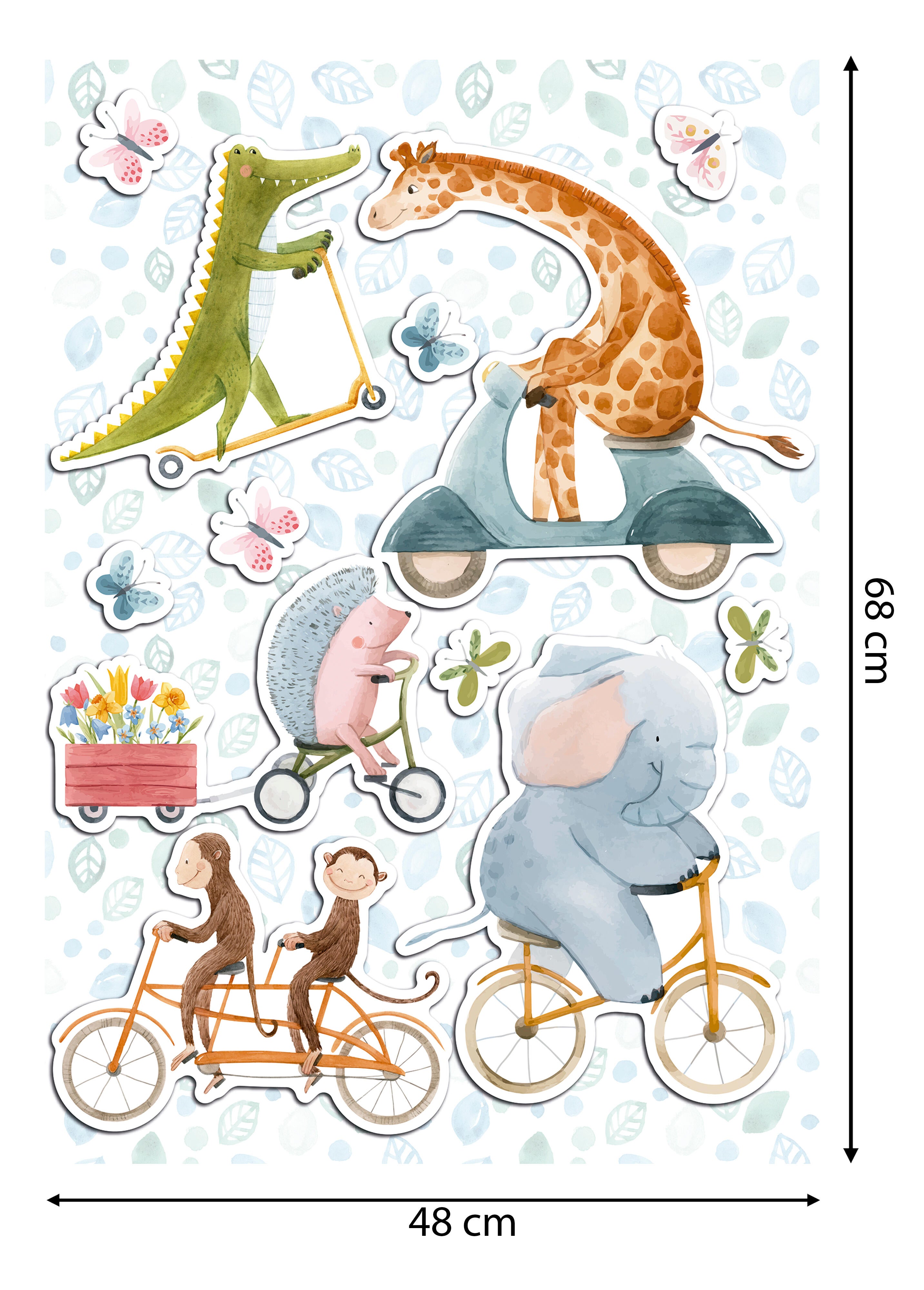 Sticker multicolor Animales En Bicicleta de 48x68cm - 2