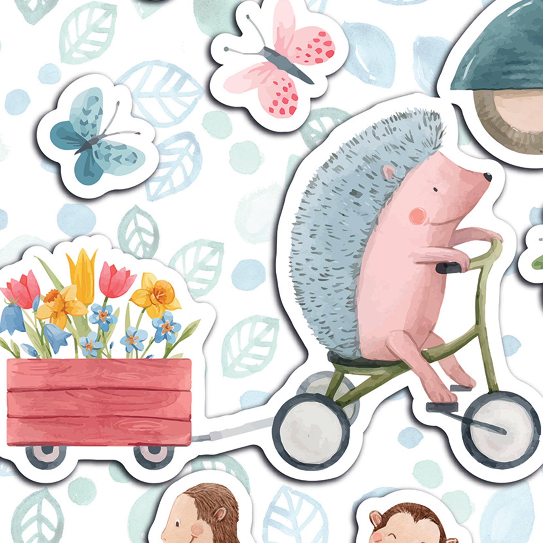 Sticker multicolor Animales En Bicicleta de 48x68cm - 4