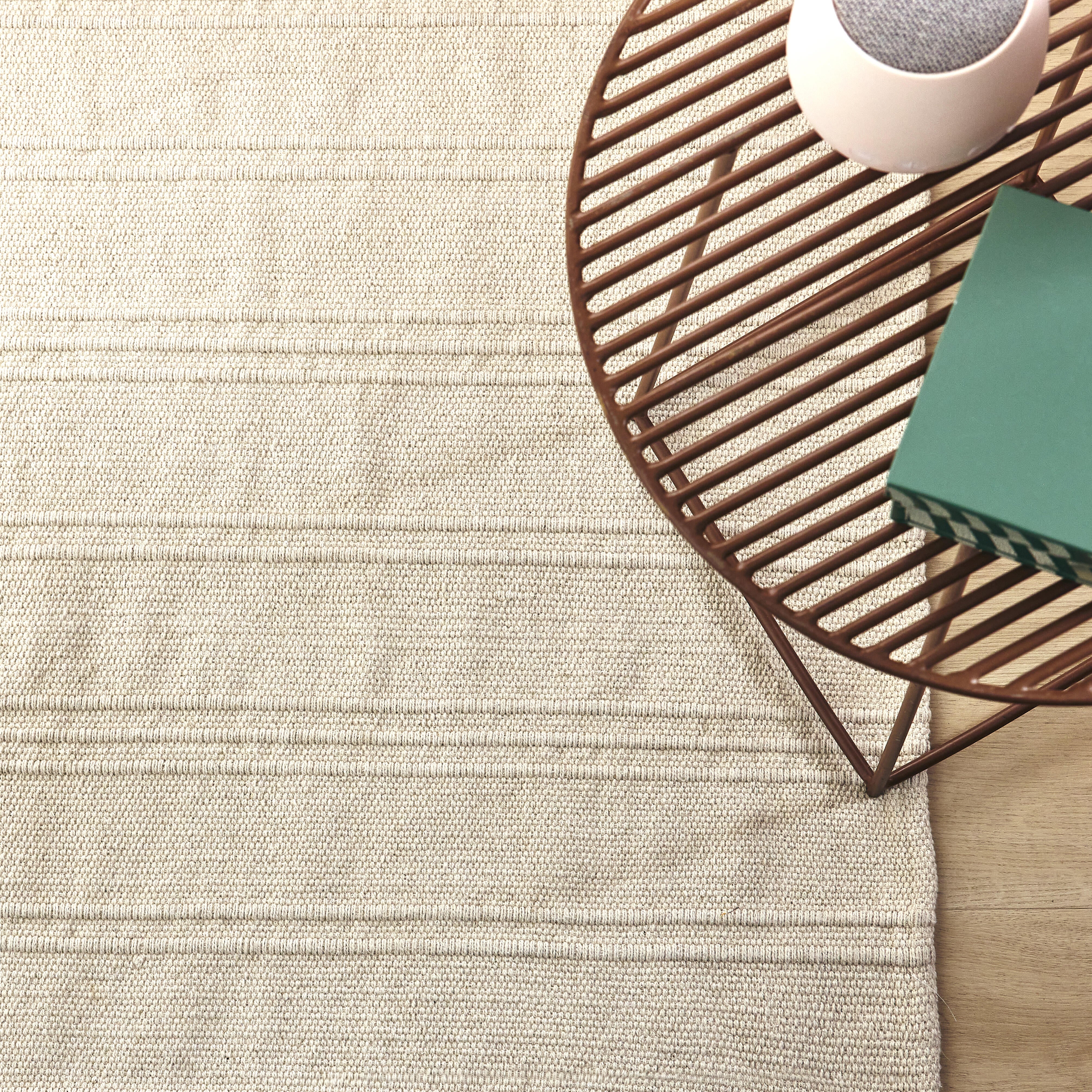 Alfombra pie de cama  algodón tejido plano  Cotty  beige paper  lavable en lavadora 50x77cm - 6