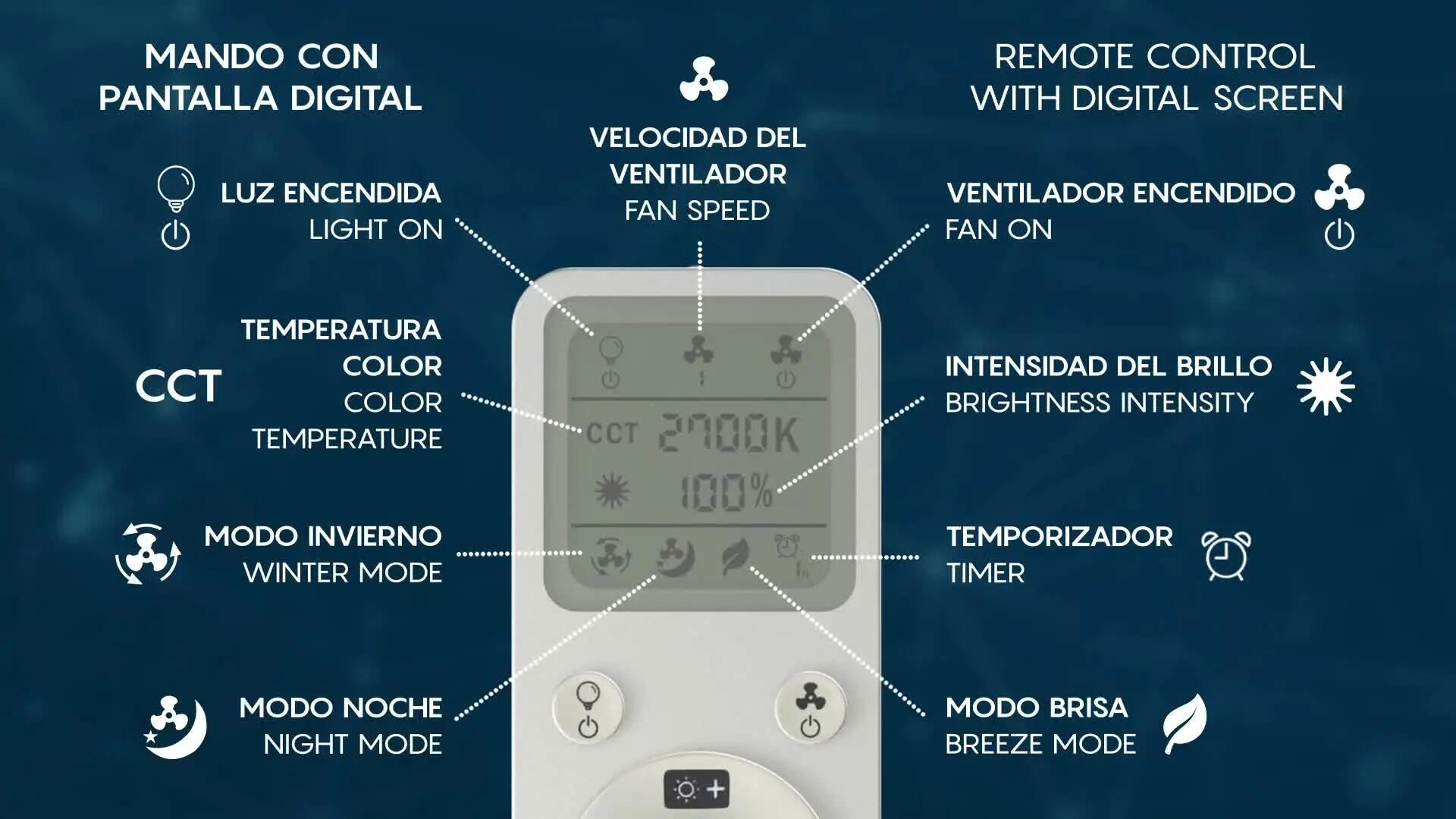 Ventilador de techo con luz sin aspas silencioso DC 30W con mando WiFi/ APP ø79 cm Mantra Nature blanco luz CCT | 8 velocidades | modo verano/invierno | brisa | temporizador | recomendado para <13m² - 5