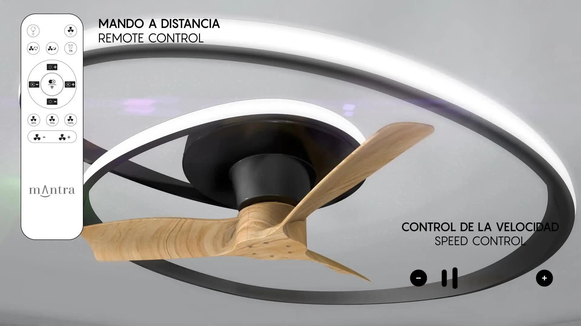 Ventilador de techo con luz DC 35W ø78 cm Ocean MANTRA negro luz CCT 3 velocidades| modo verano/invierno| recomendado para <13m² - 7