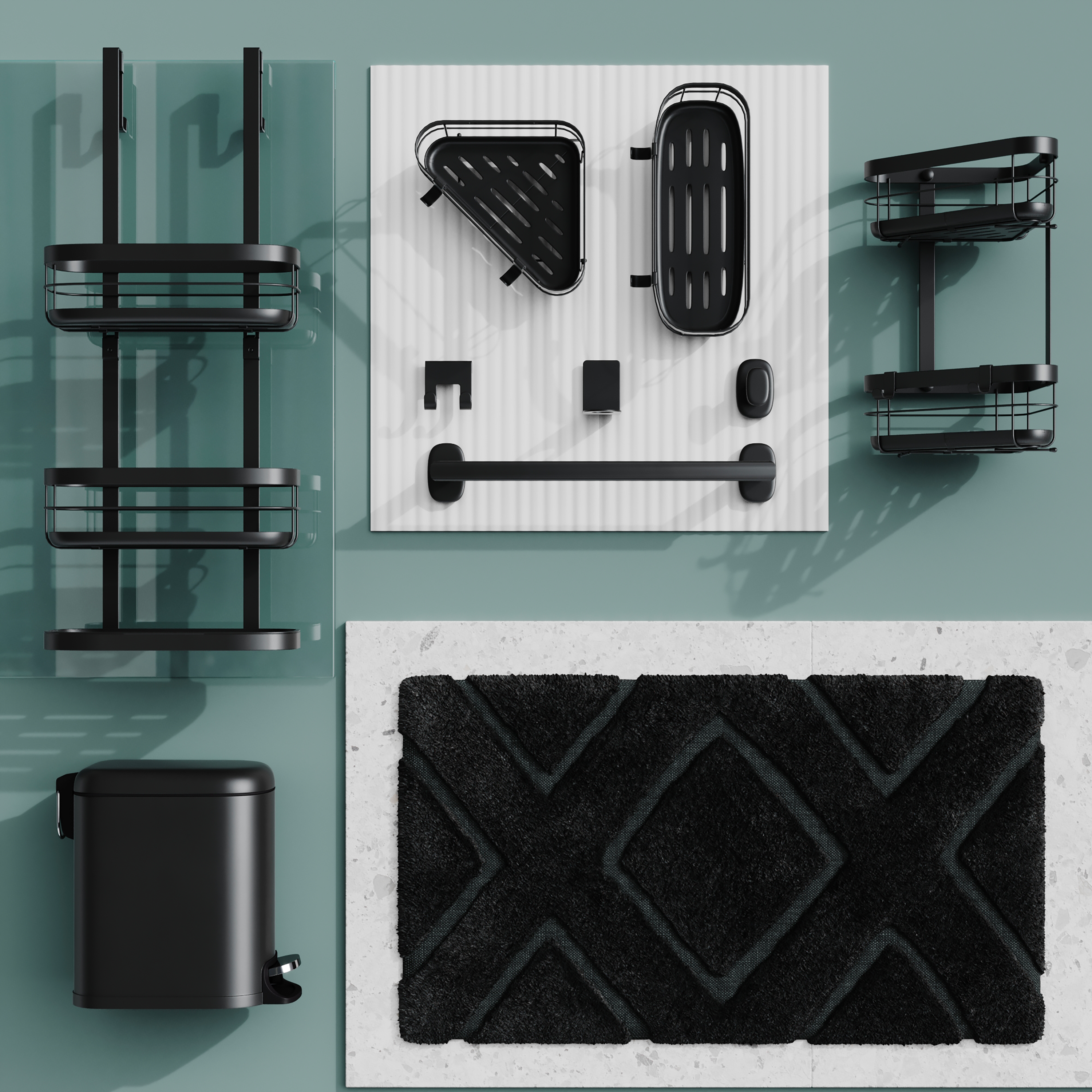 Cesto de duche para pendurar 3 Níveis preto Remix Sensea - 11