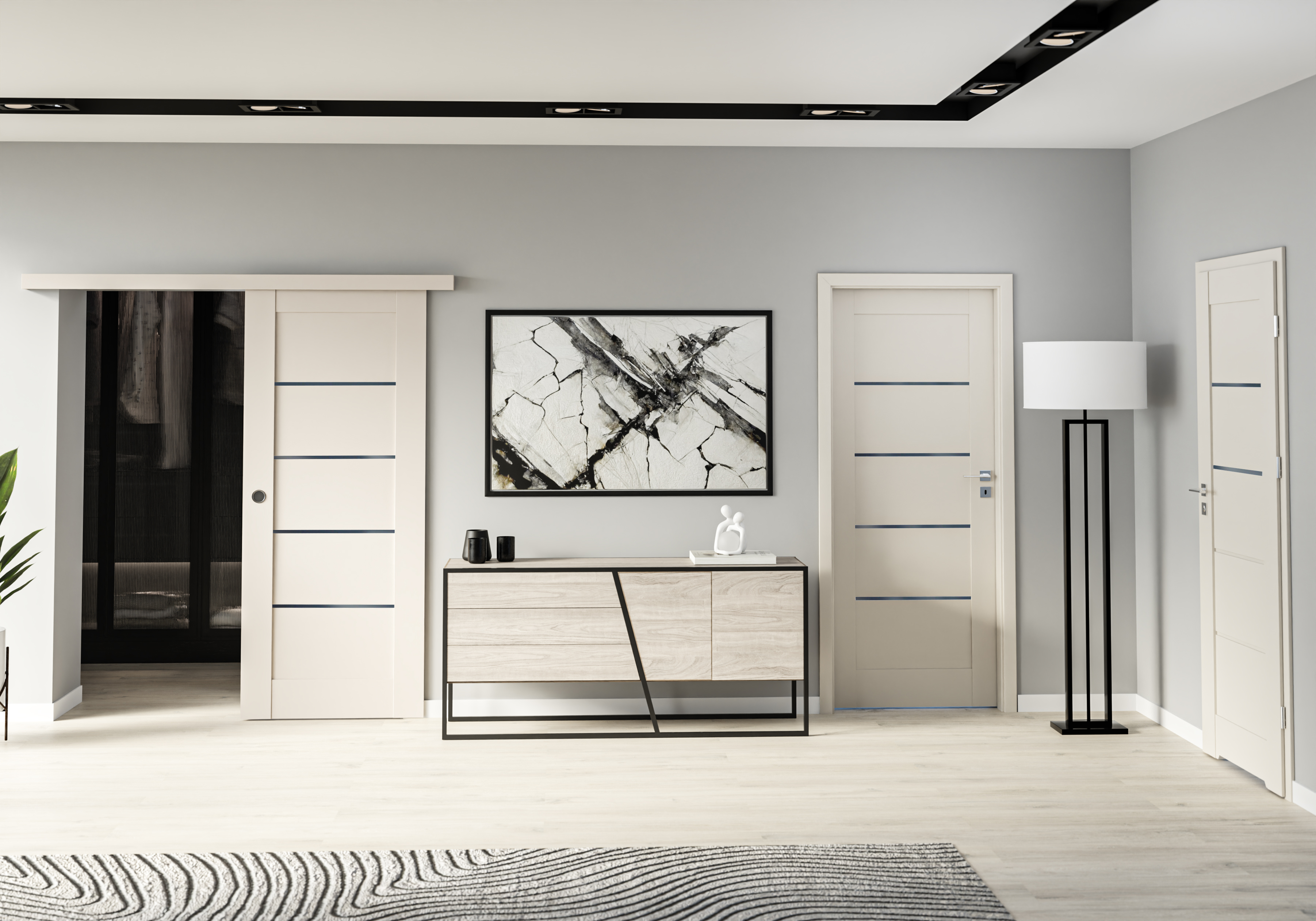 Drzwi wewnętrzne łazienkowe Vinci Nero Cashmere 70 prawe z podcięciem wentylacyjnym Voster - 2