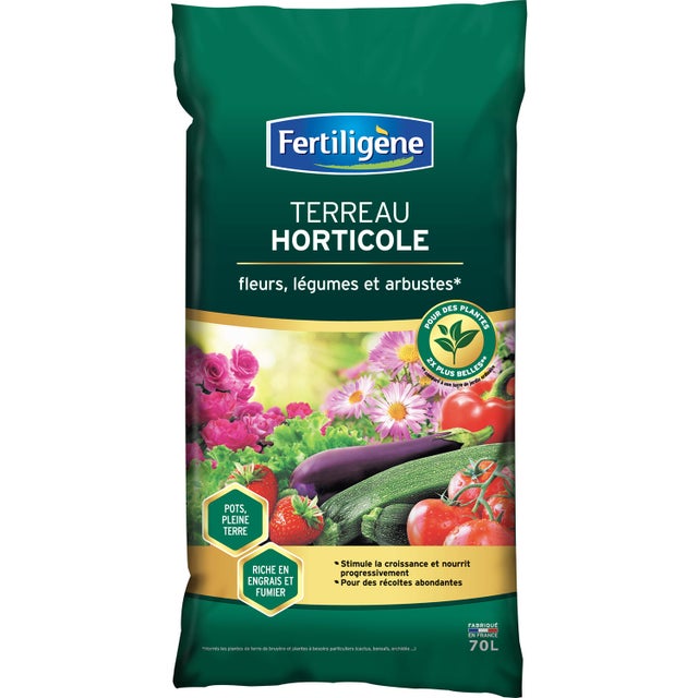 Terreau horticole FERTILIGENE, 70 l