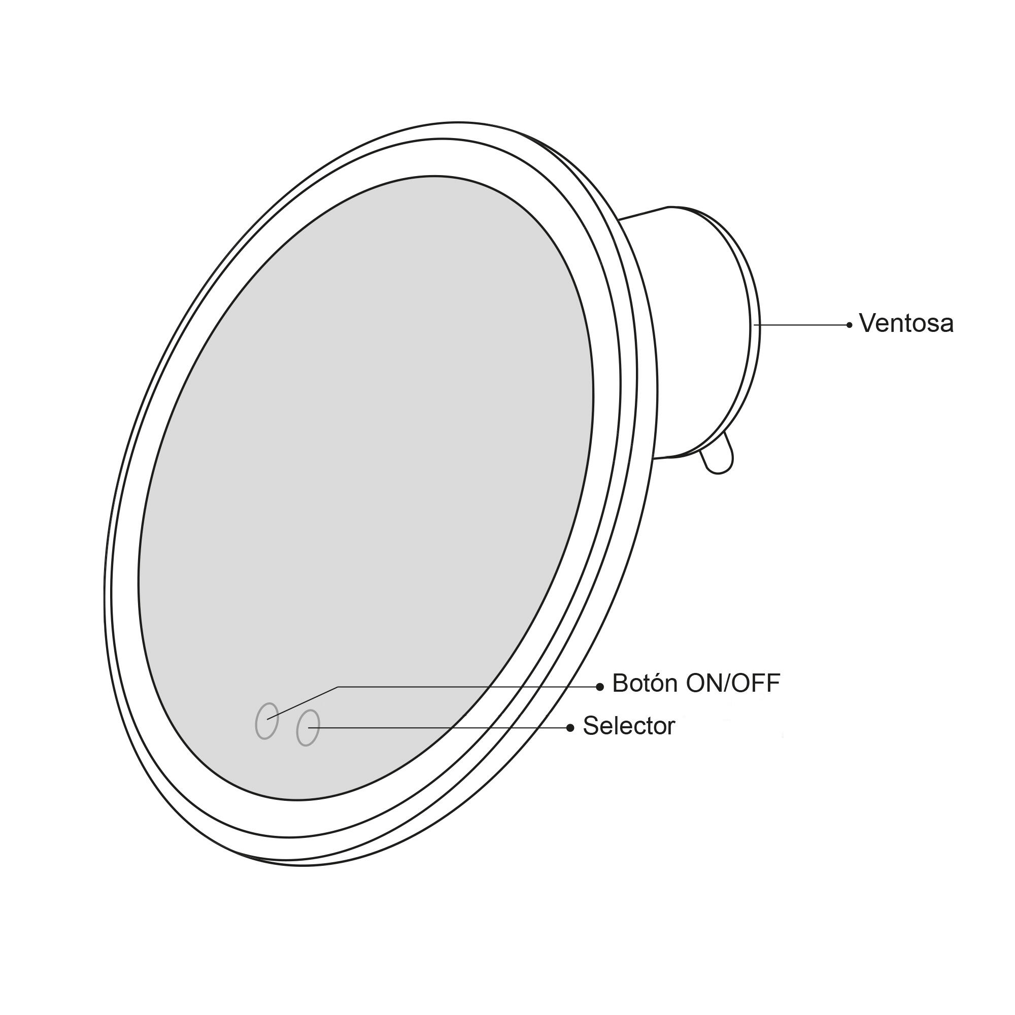 Espejo cosmético de aumento con luz  x7 negro - 11