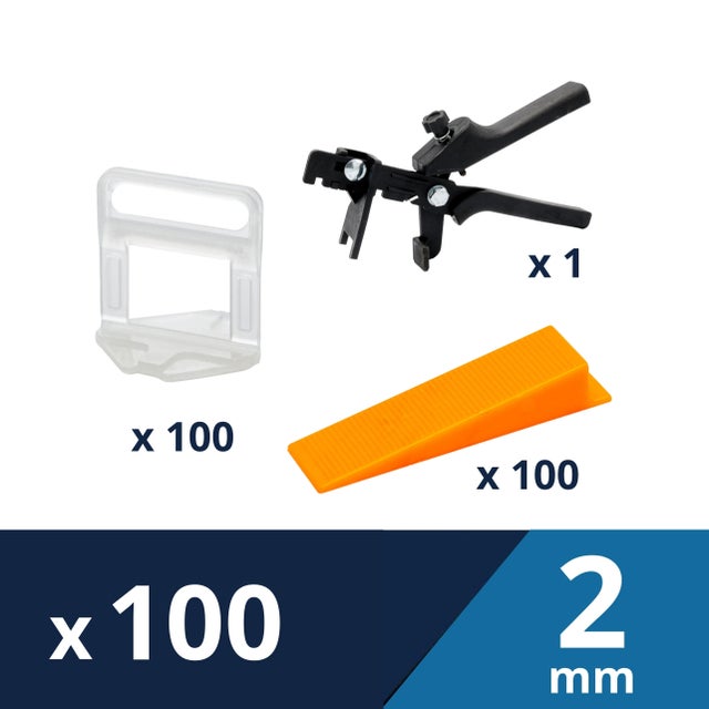 Croisillons autonivelants et cales pour carrelage Ep.2 mm - LEVELIT (seau de 100)
