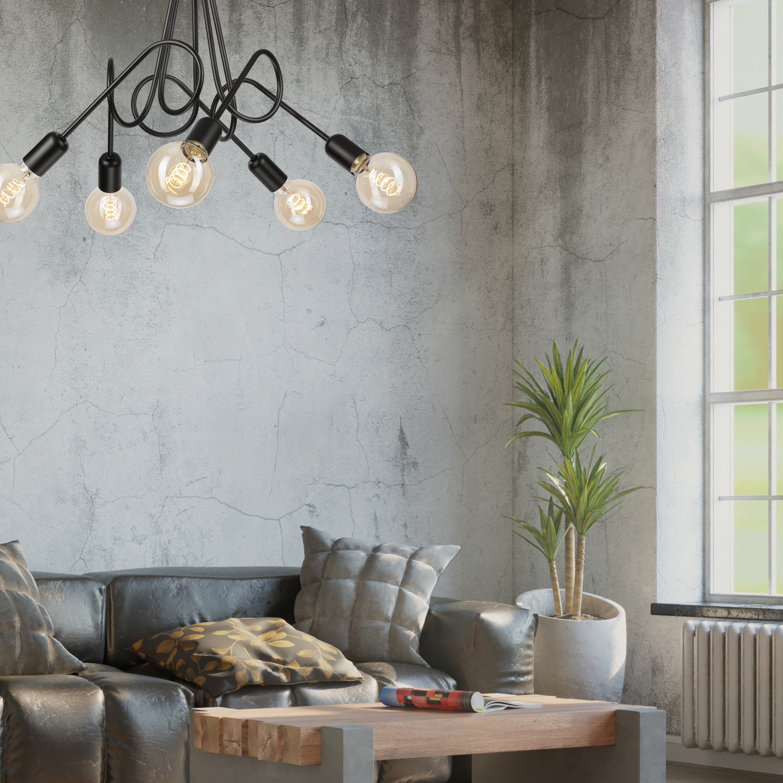 Lampa sufitowa Lizzy czarna 5 x E27 Lamkur - 3