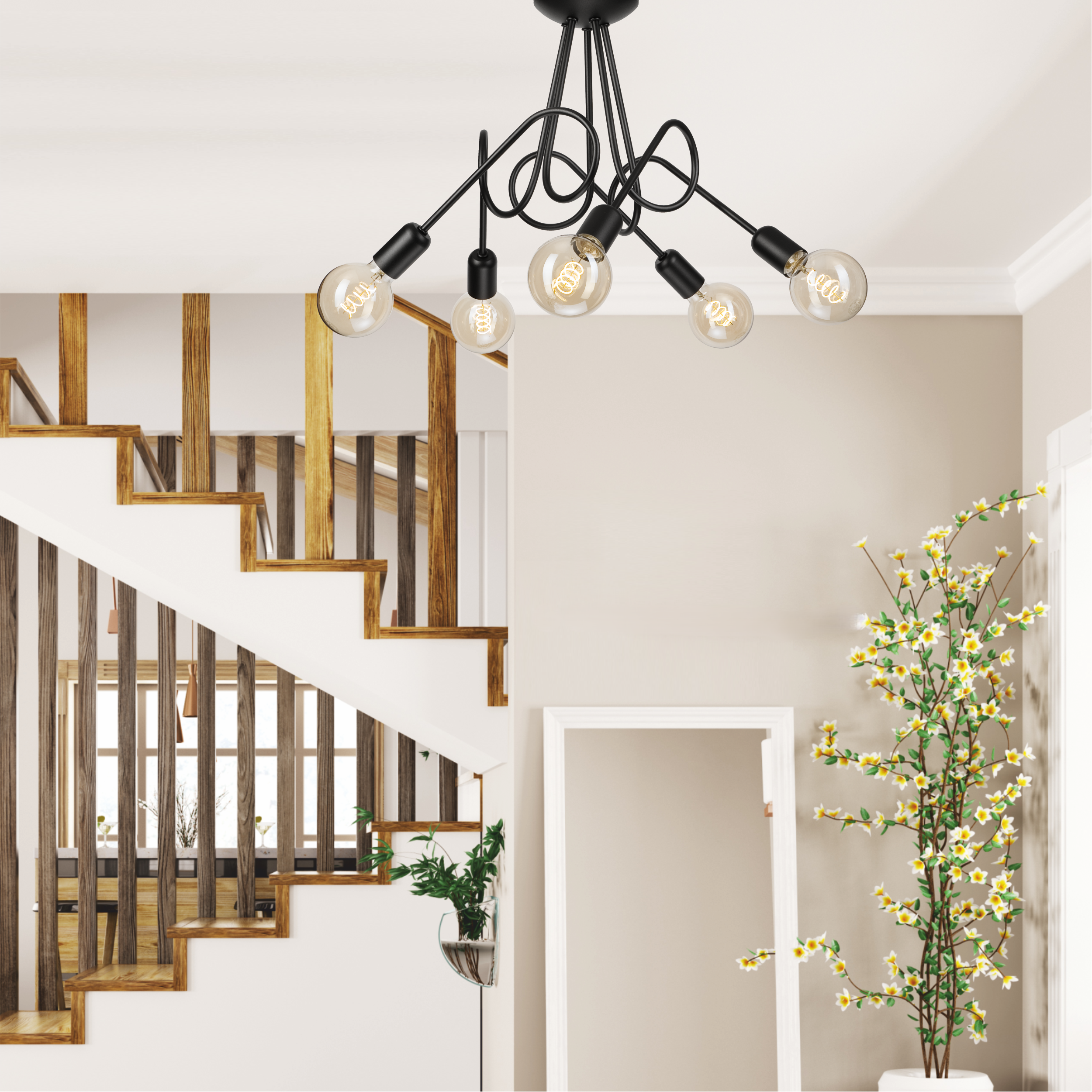 Lampa sufitowa Lizzy czarna 5 x E27 Lamkur - 2