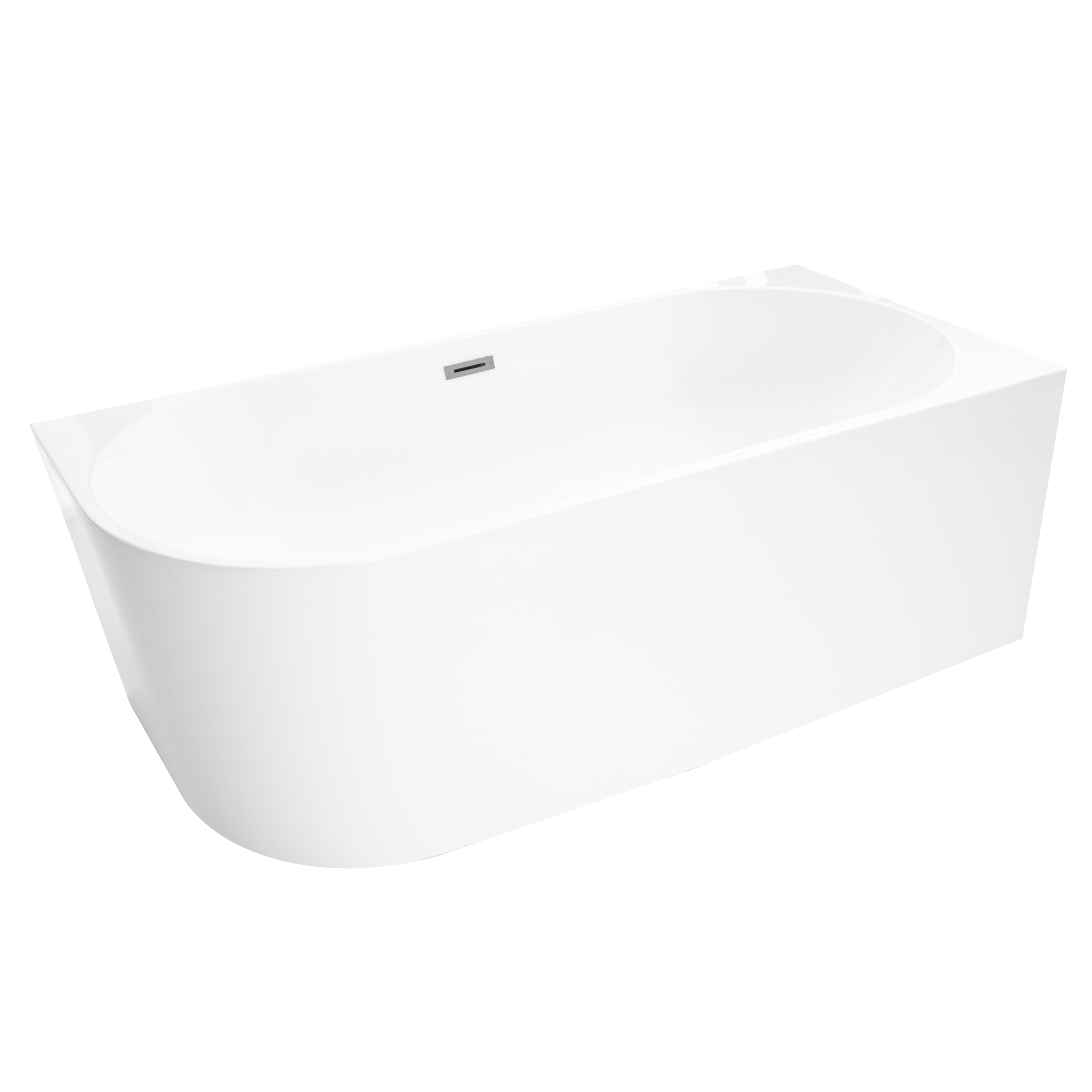 Wanna wolnostojąca przyścienna Pula 170x80 cm prawa chromowany odpływ Corciano - 2