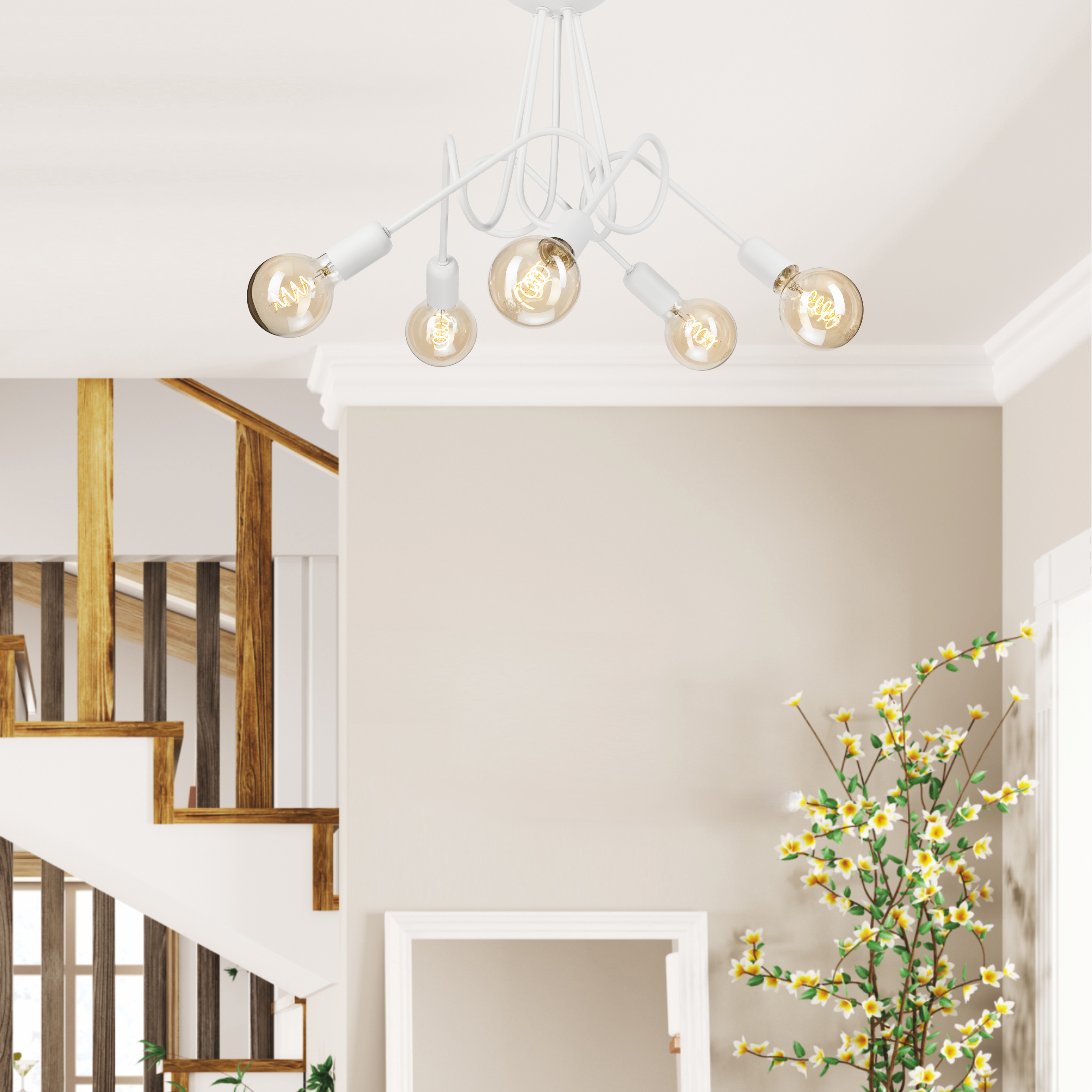 Lampa sufitowa Lizzy biała 5 x E27 Lamkur - 4