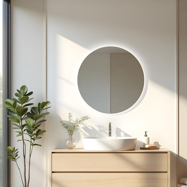 Espejo de baño con luz LED ambiente Teide, con detección de movimiento, 70x70 cm