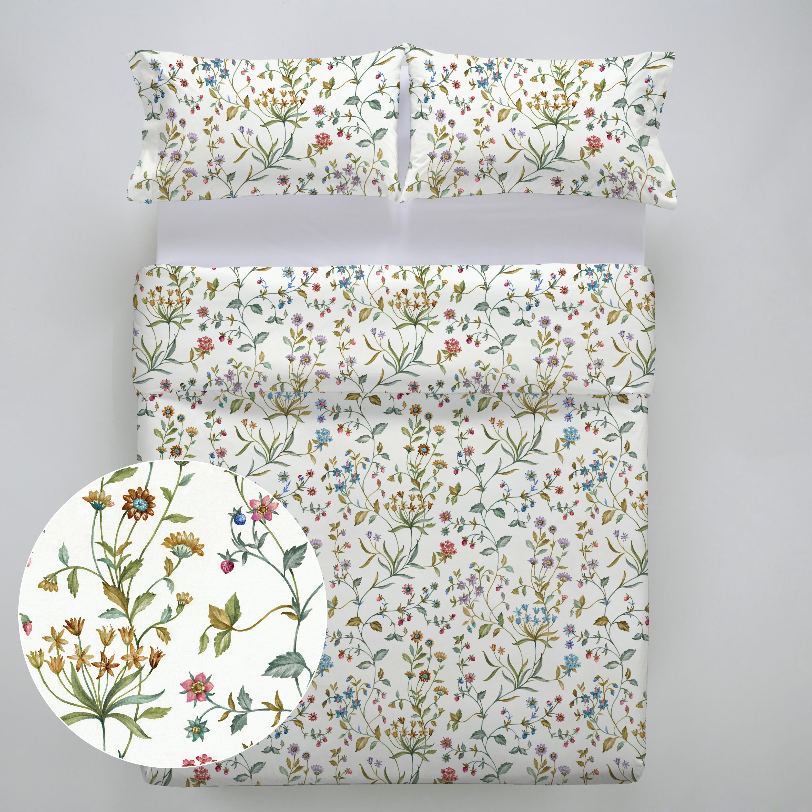 Funda nórdica + 2 fundas de almohada Paititi algodón 200 hilos flor multicolor para cama de 150 cm, reversible - 5