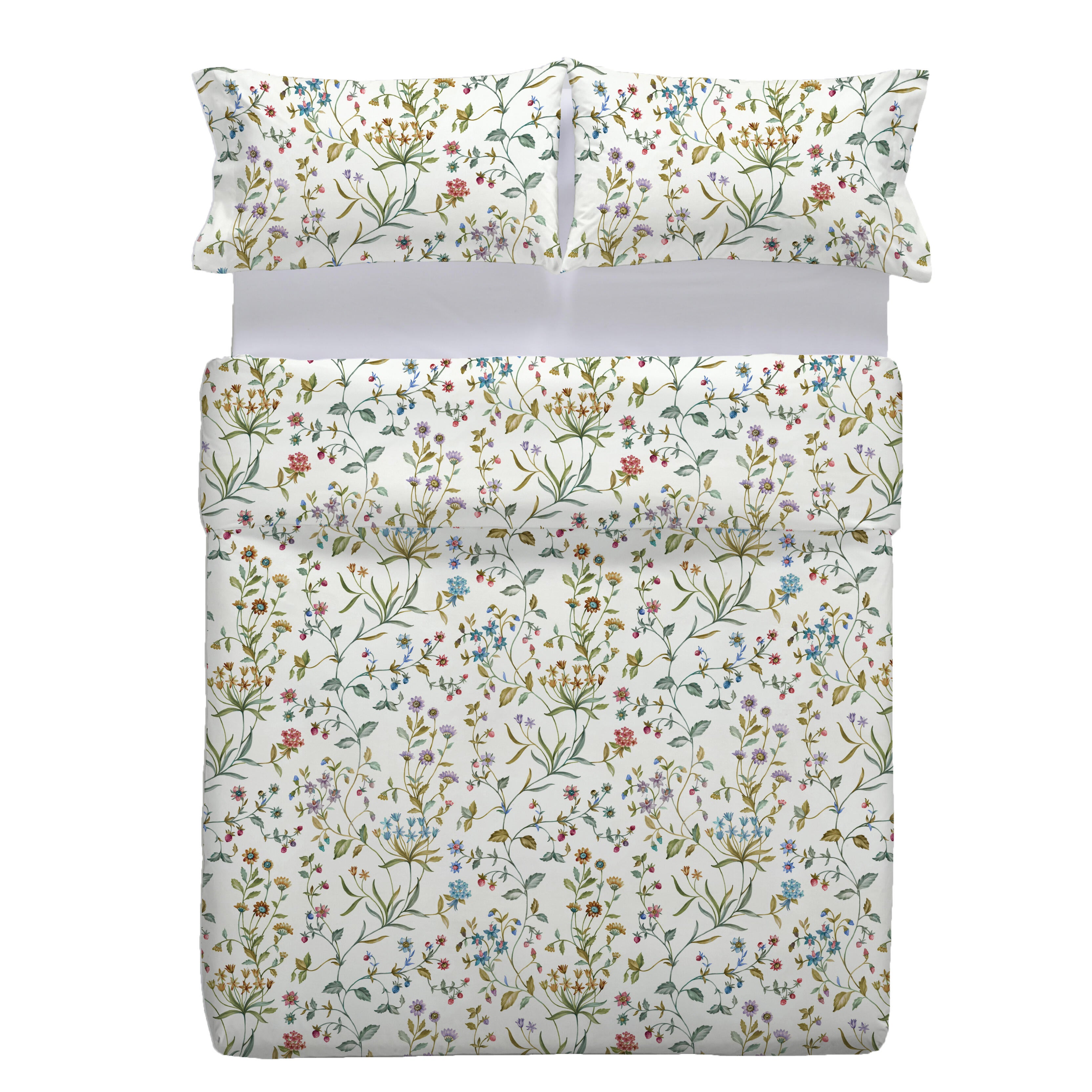 Funda nórdica + 2 fundas de almohada Paititi algodón 200 hilos flor multicolor para cama de 150 cm, reversible - 2