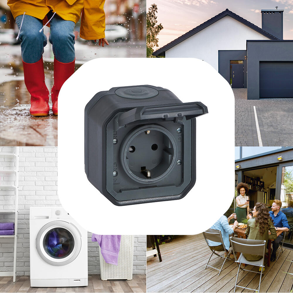 Enchufe con toma de tierra PLEXO superfice antracita - 3